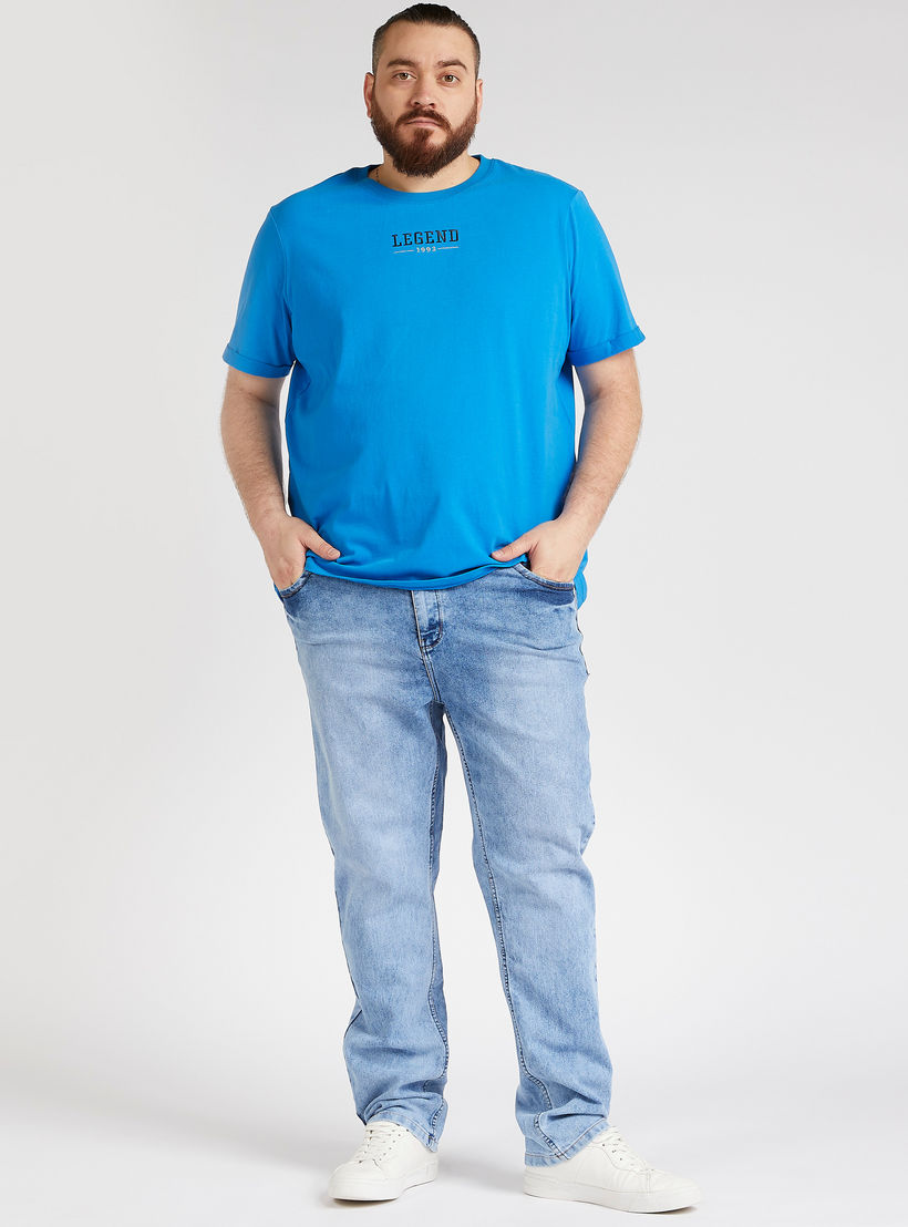 Embroidered Crew Neck T-shirt with Short Sleeves-men-clothing-tshirtsandpolos-tshirts-image-2