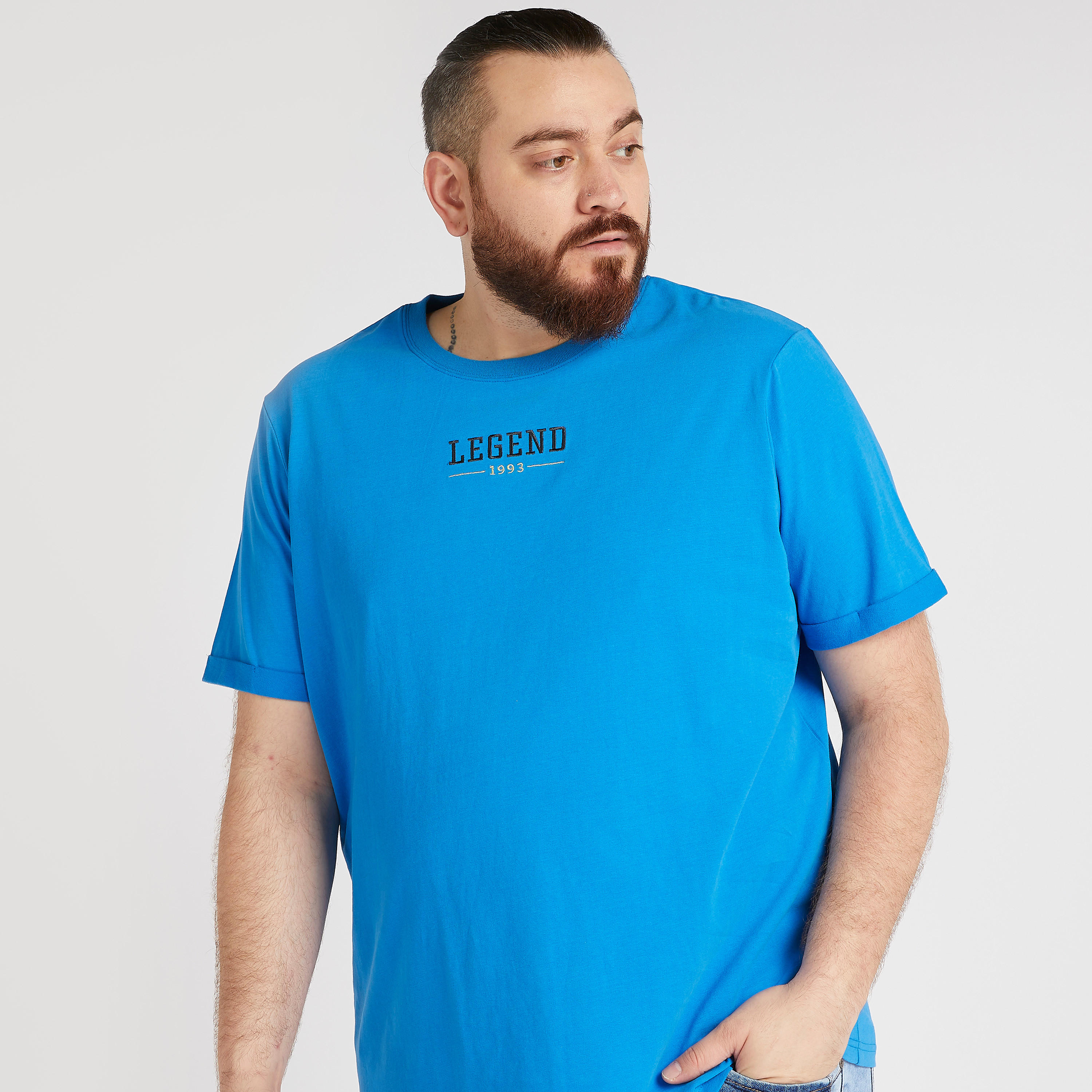 Embroidered Crew Neck T-shirt with Short Sleeves-men-clothing-tshirtsandpolos-tshirts-image-5