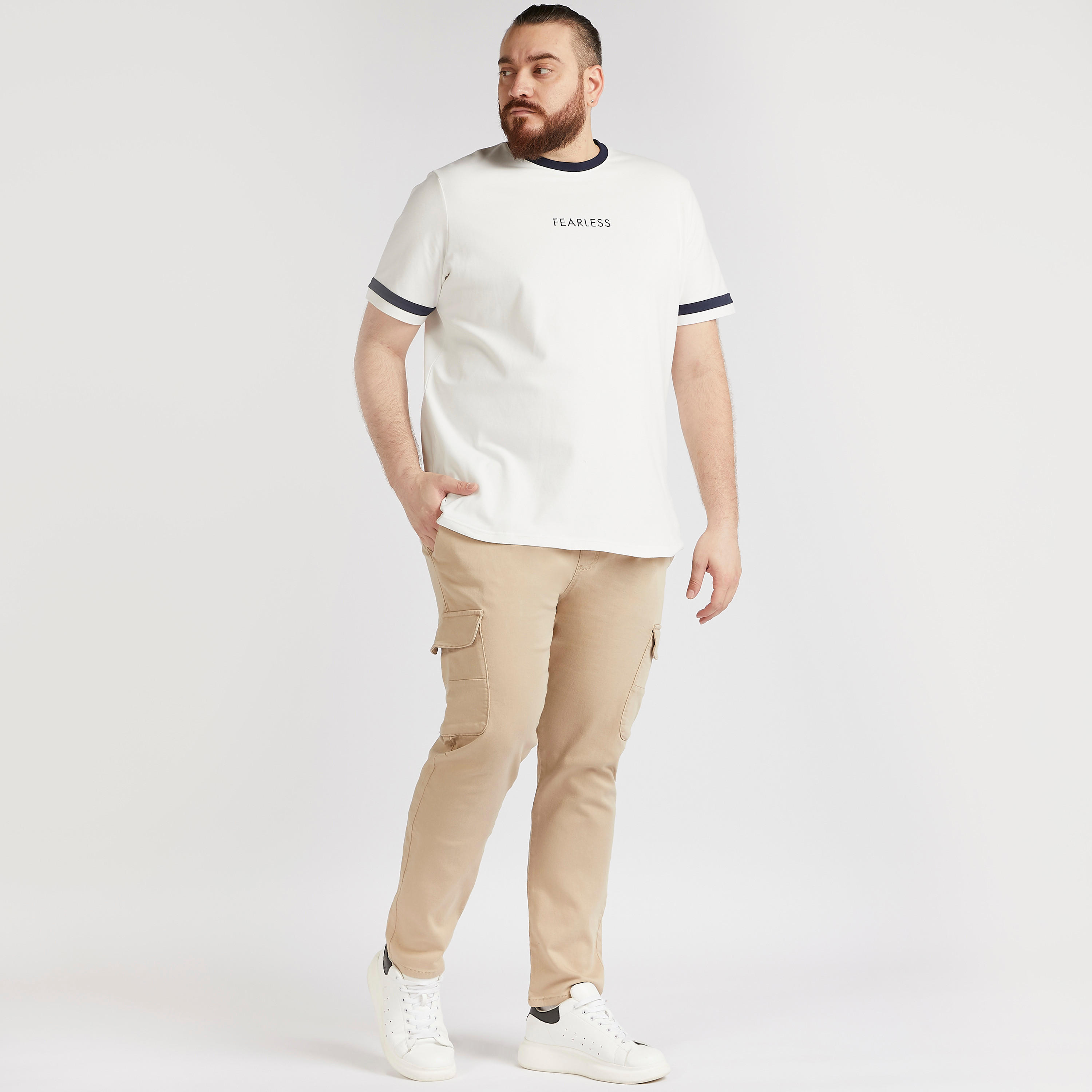 Text Print T-shirt with Crew Neck and Tipping Detail-men-clothing-tshirtsandpolos-tshirts-image-2