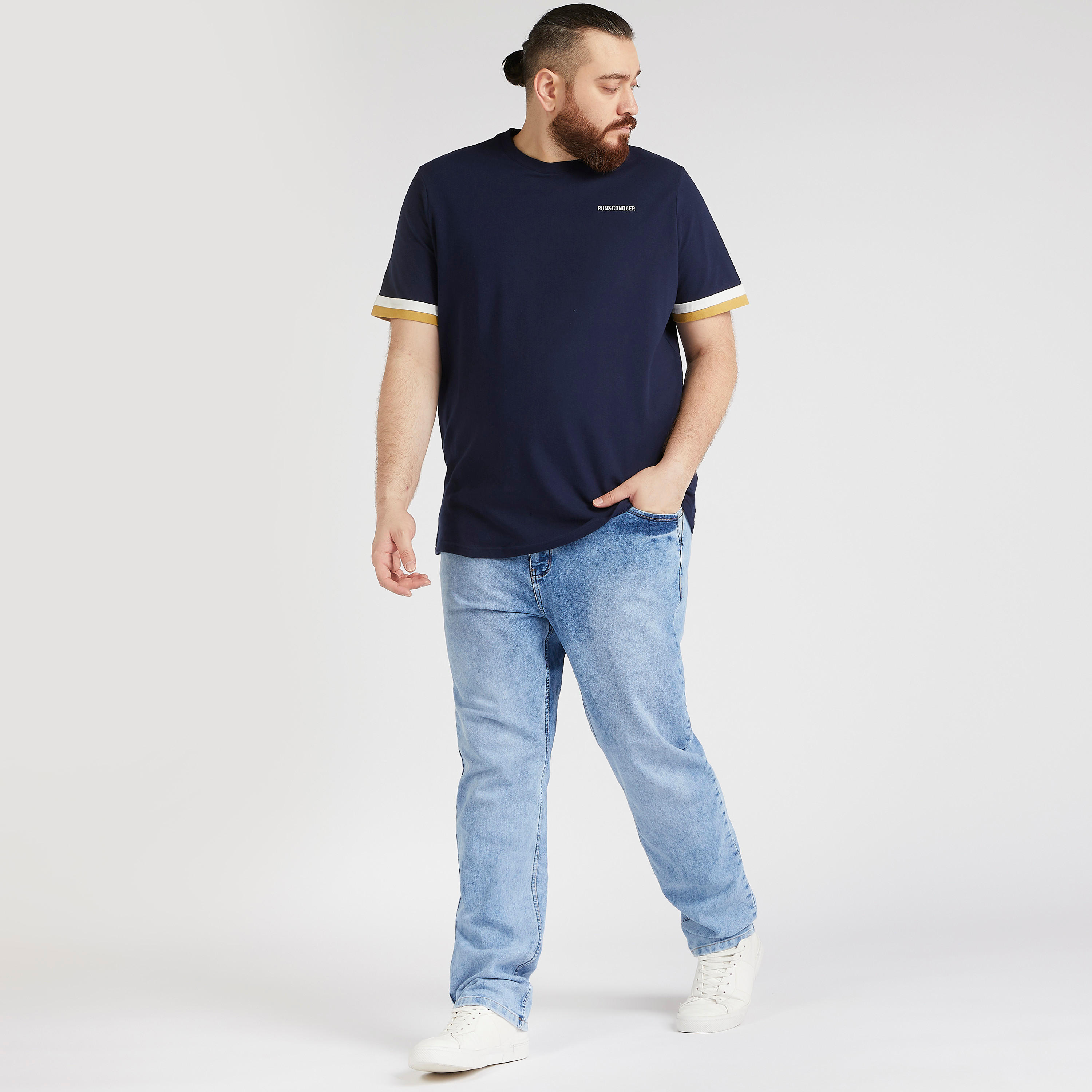Solid T-shirt with Crew Neck and Tipping Detail-men-clothing-tshirtsandpolos-tshirts-image-2