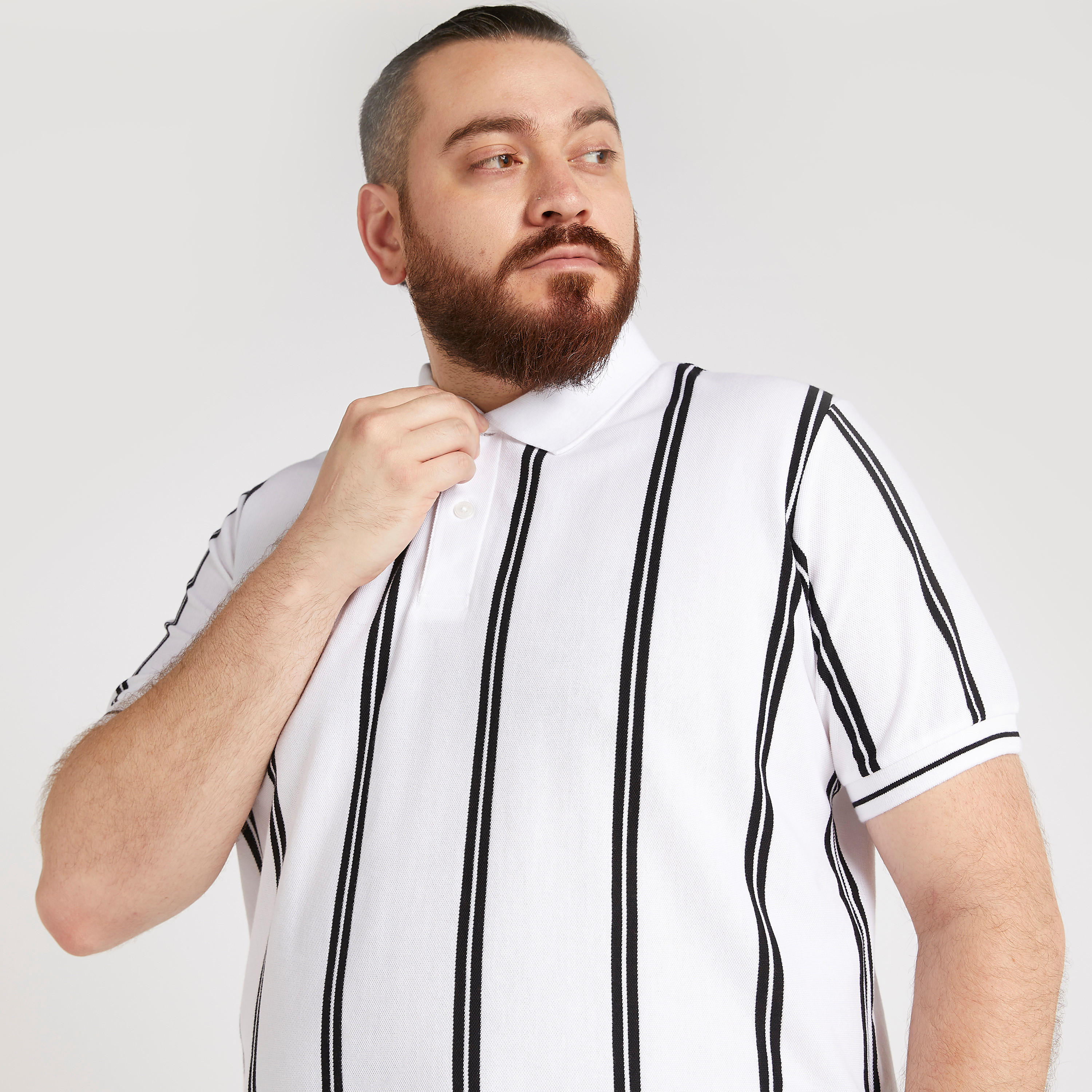 Striped Polo T-shirt with Short Sleeves-men-clothing-tshirtsandpolos-polos-image-1