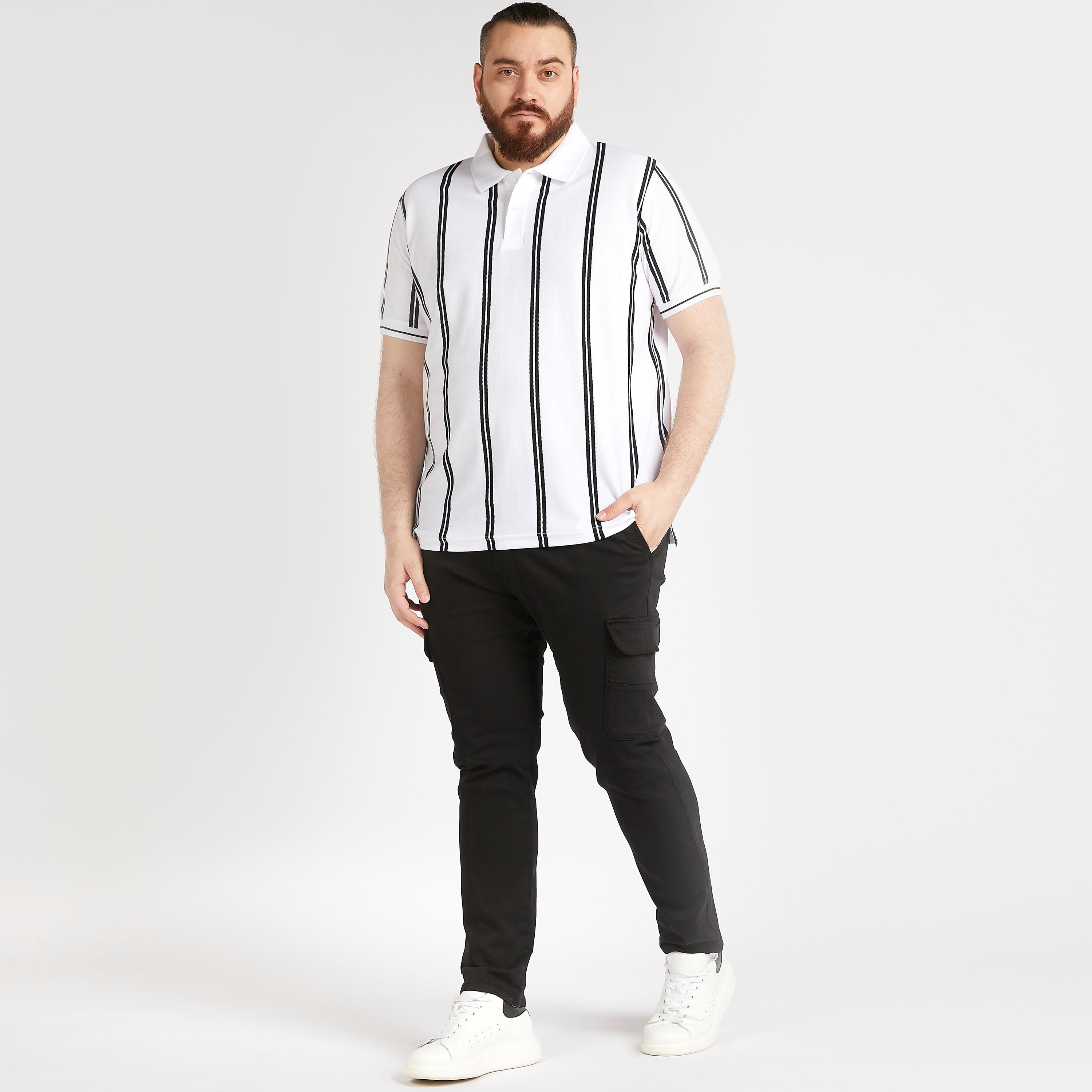 Striped Polo T-shirt with Short Sleeves-men-clothing-tshirtsandpolos-polos-image-2