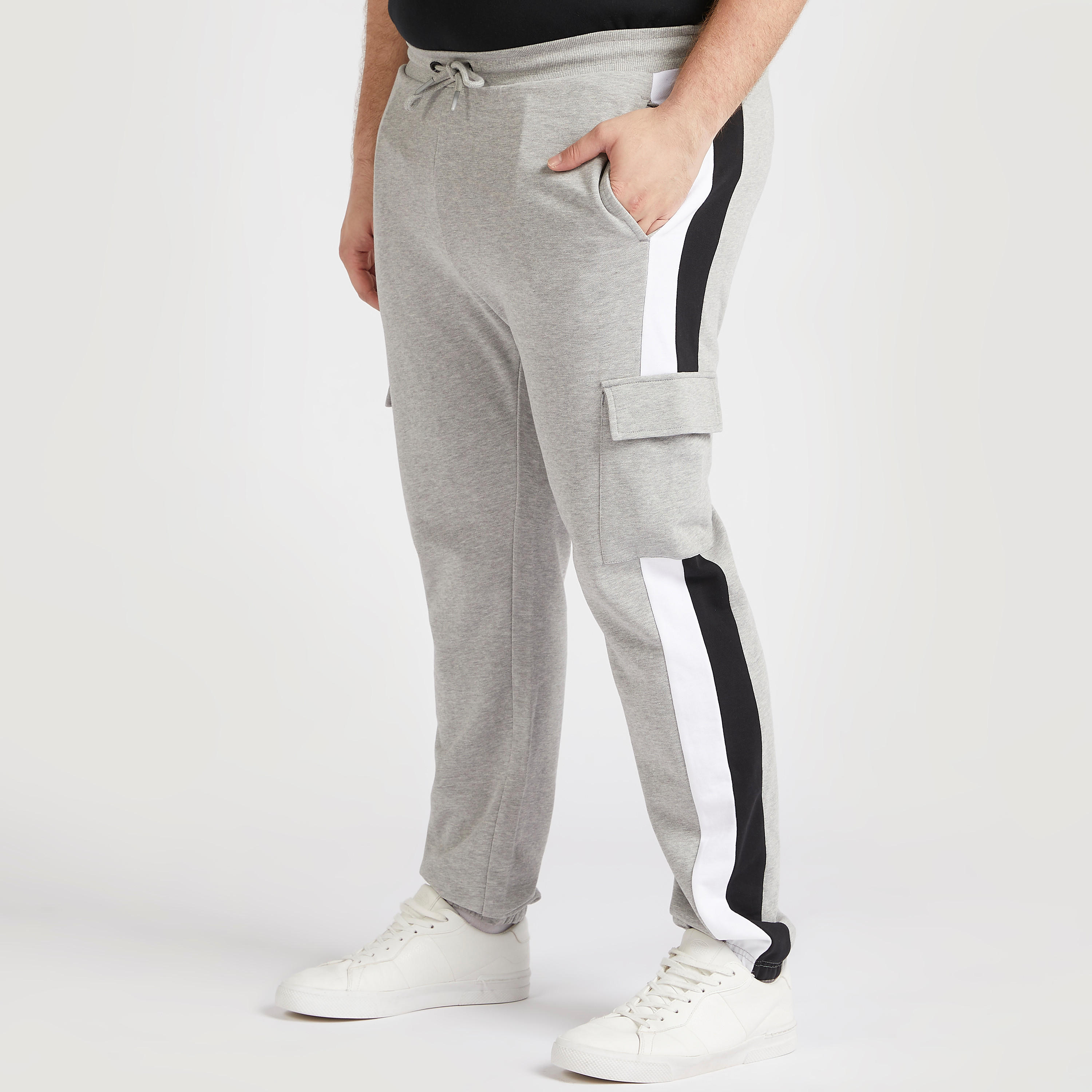 Solid Joggers with Cargo Pockets and Drawstring Closure-men-clothing-bottoms-joggers-image-1