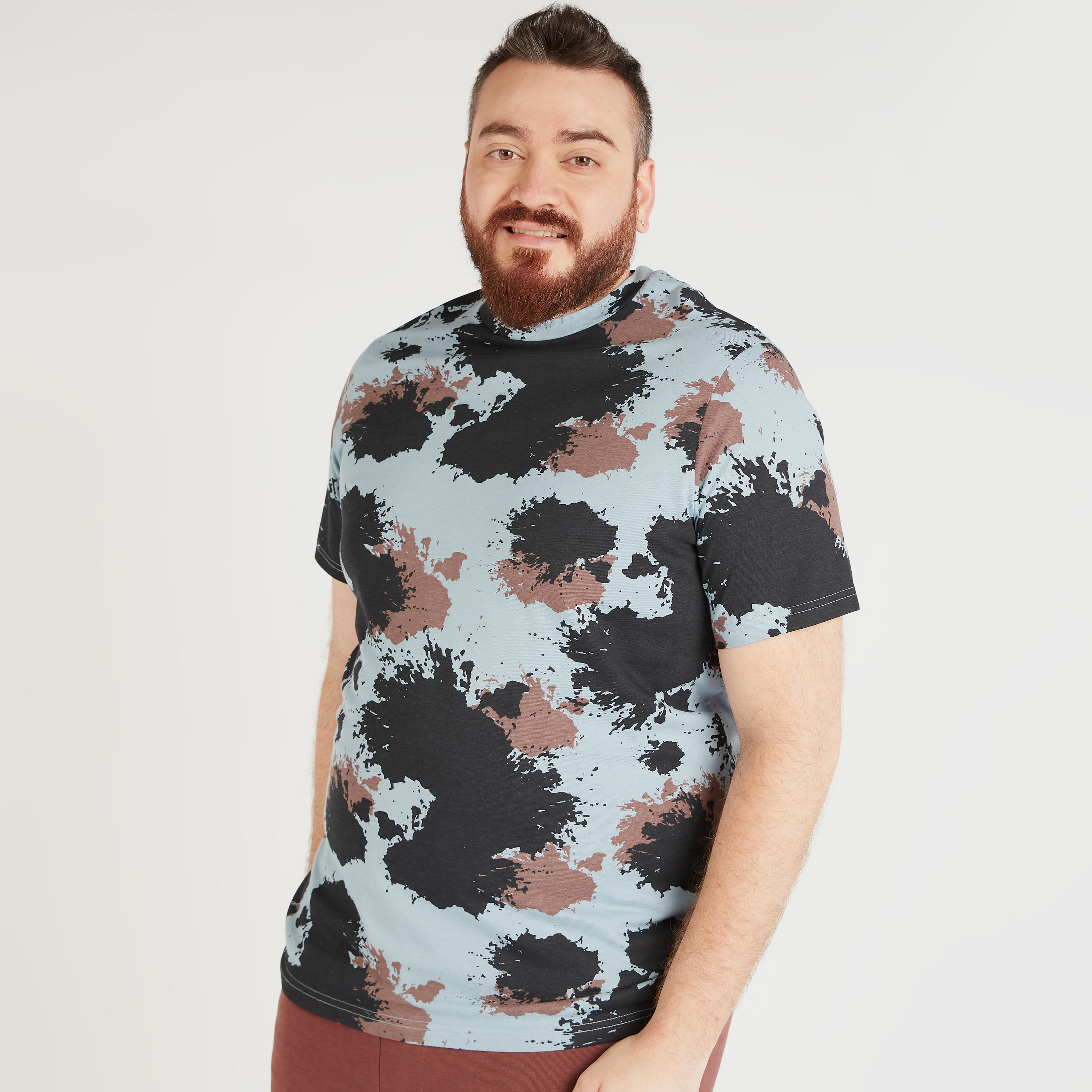 Printed Crew Neck T-shirt with Short Sleeves-men-clothing-tshirtsandpolos-tshirts-image-1