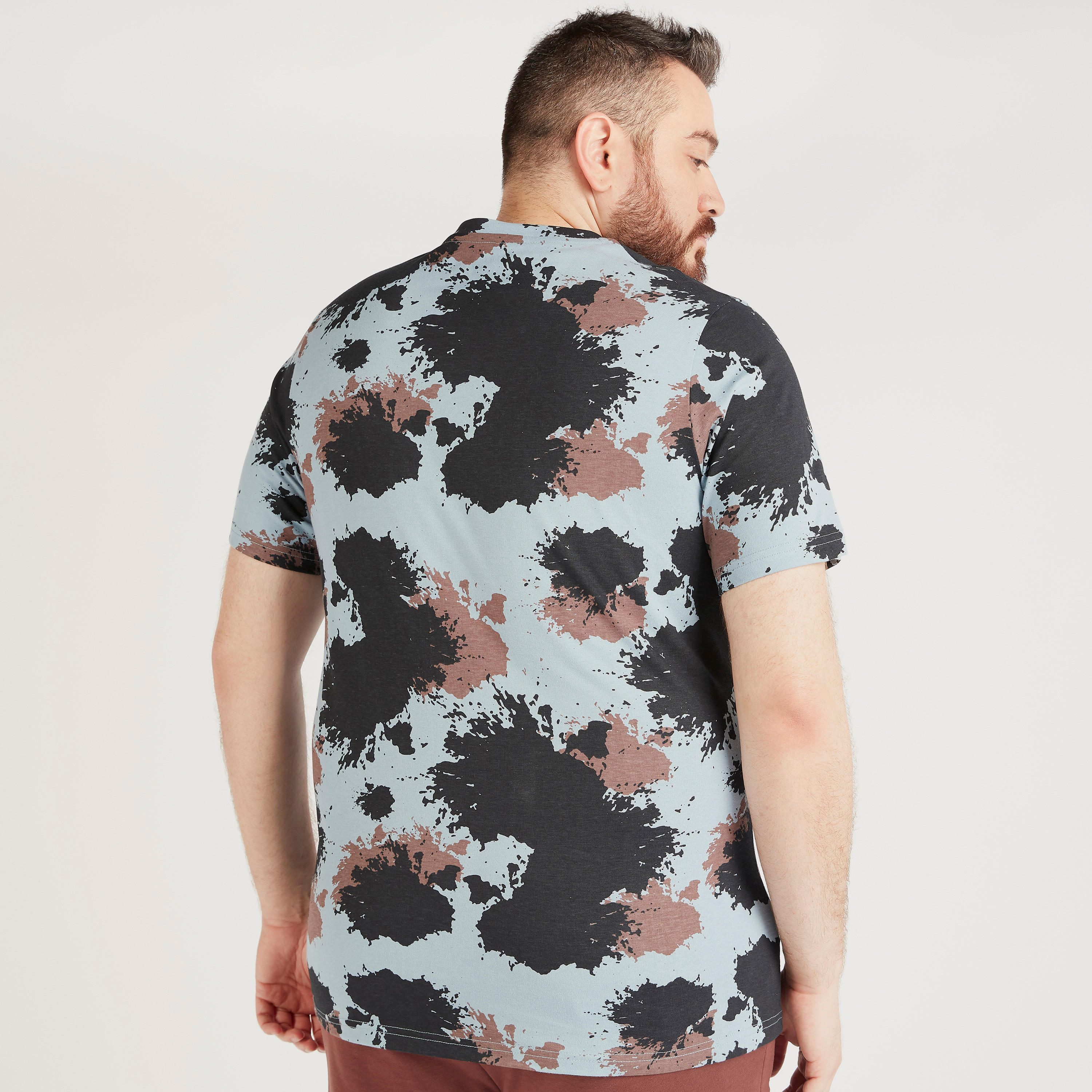 Printed Crew Neck T-shirt with Short Sleeves-men-clothing-tshirtsandpolos-tshirts-image-4