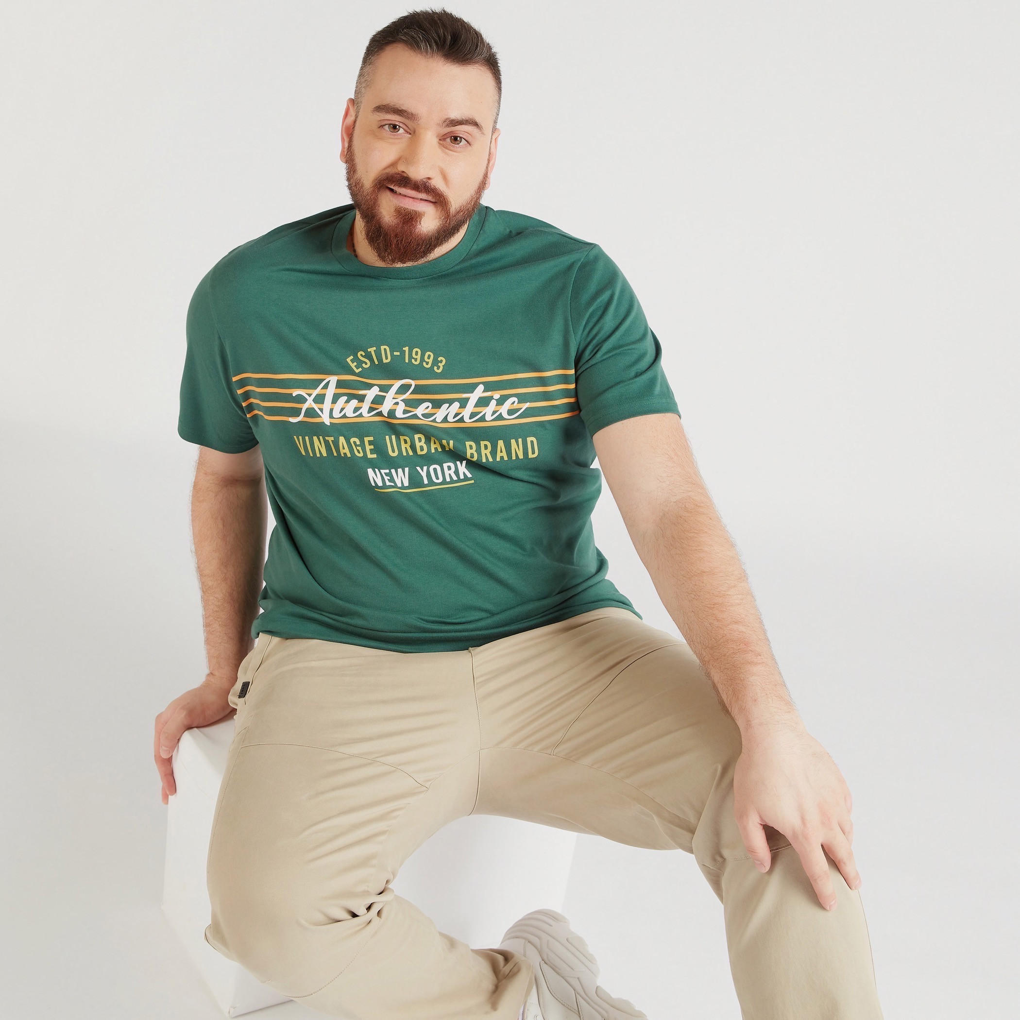 Printed Crew Neck T-shirt with Short Sleeves-men-clothing-tshirtsandpolos-tshirts-image-1