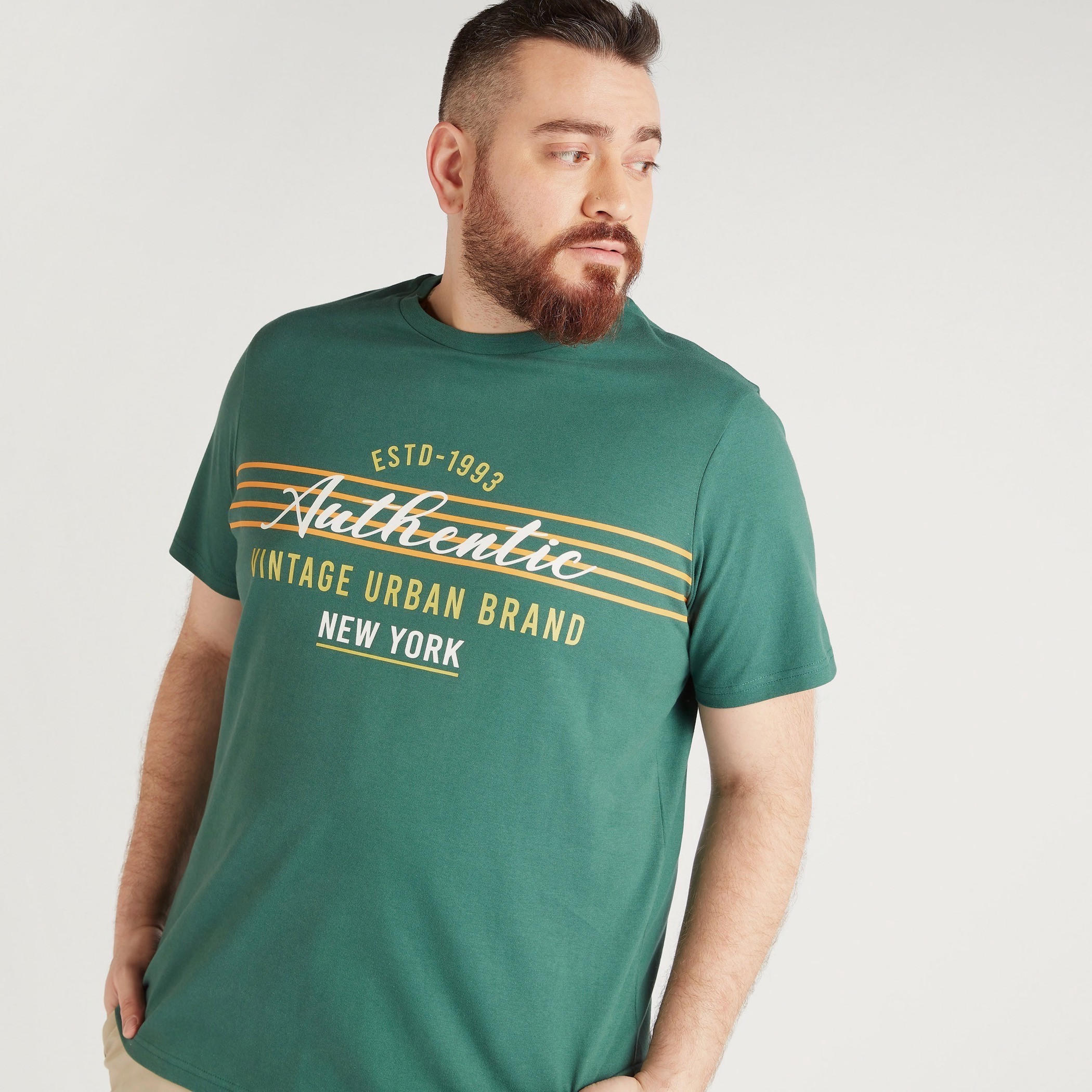 Printed Crew Neck T-shirt with Short Sleeves-men-clothing-tshirtsandpolos-tshirts-image-3