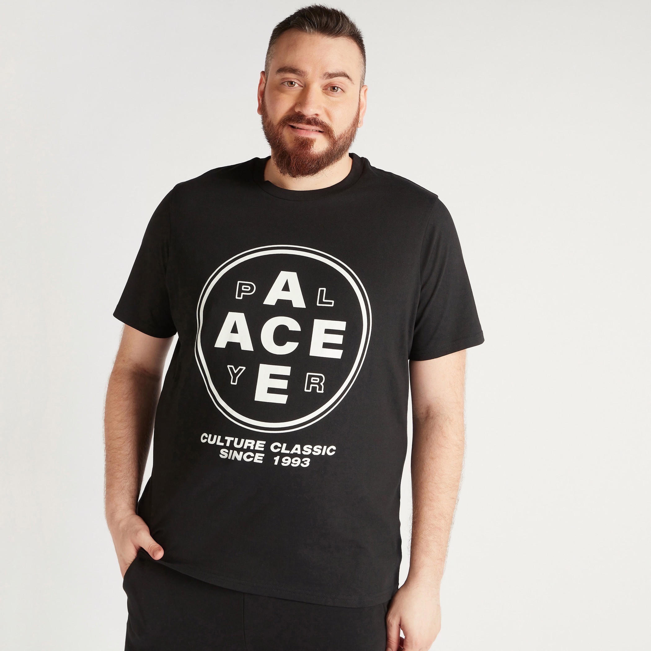 Printed Crew Neck T-shirt with Short Sleeves-men-clothing-tshirtsandpolos-tshirts-image-1
