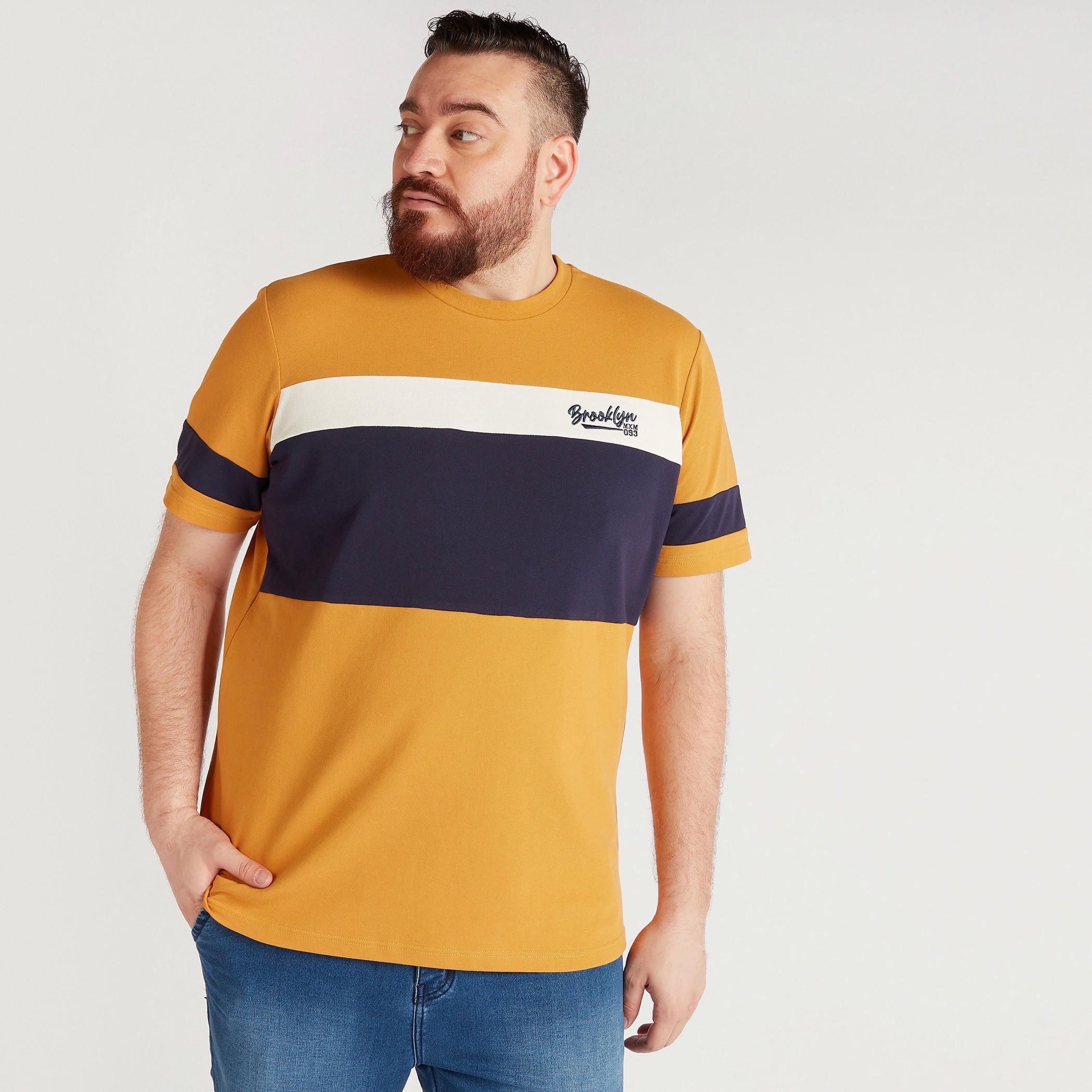 Striped Crew Neck T-shirt with Short Sleeves-men-clothing-tshirtsandpolos-tshirts-image-5