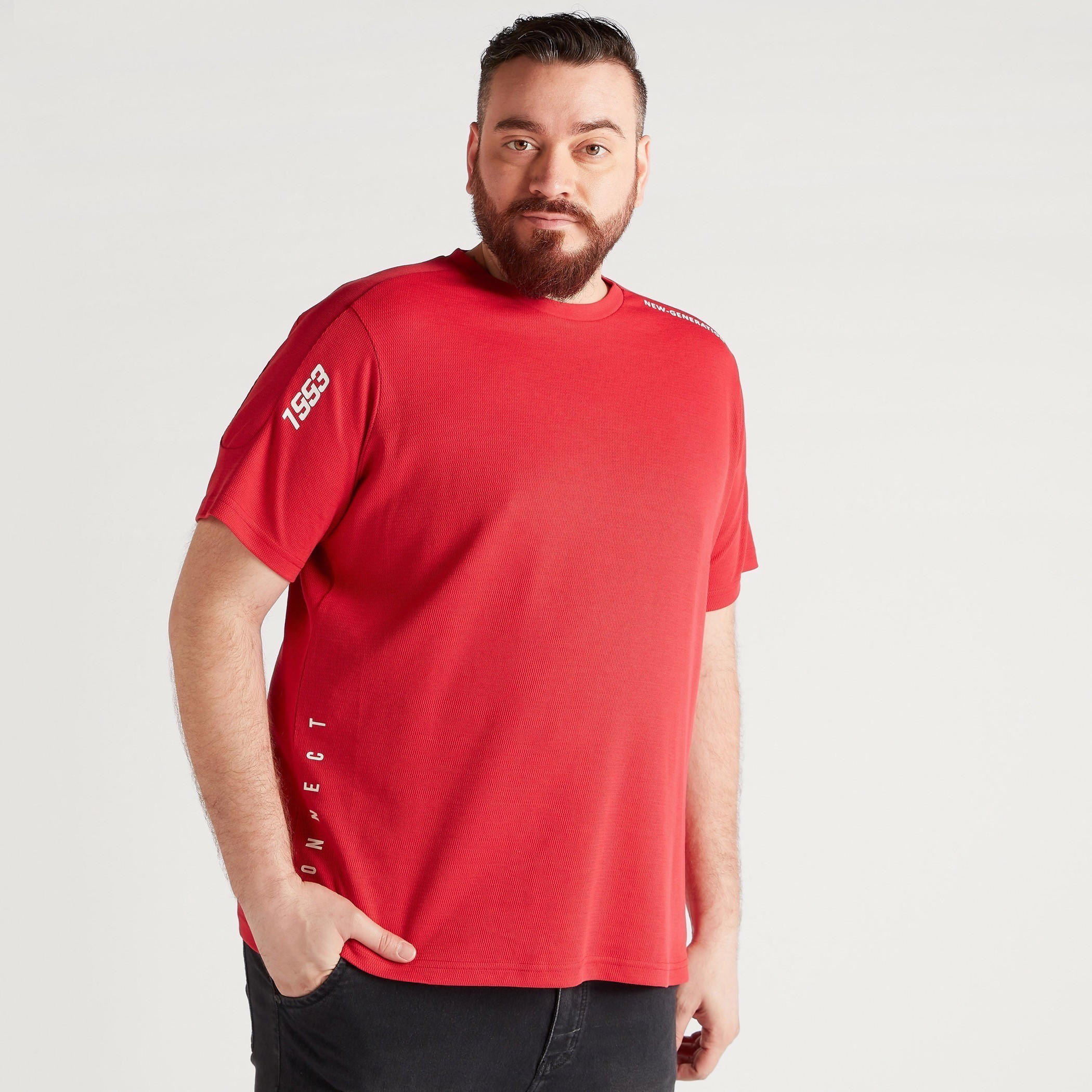 Printed Crew Neck T-shirt with Short Sleeves-men-clothing-tshirtsandpolos-tshirts-image-1
