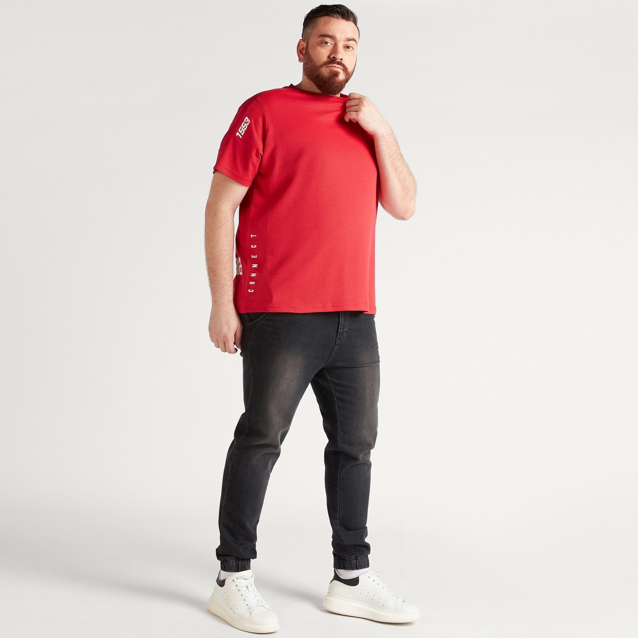 Printed Crew Neck T-shirt with Short Sleeves-men-clothing-tshirtsandpolos-tshirts-image-2