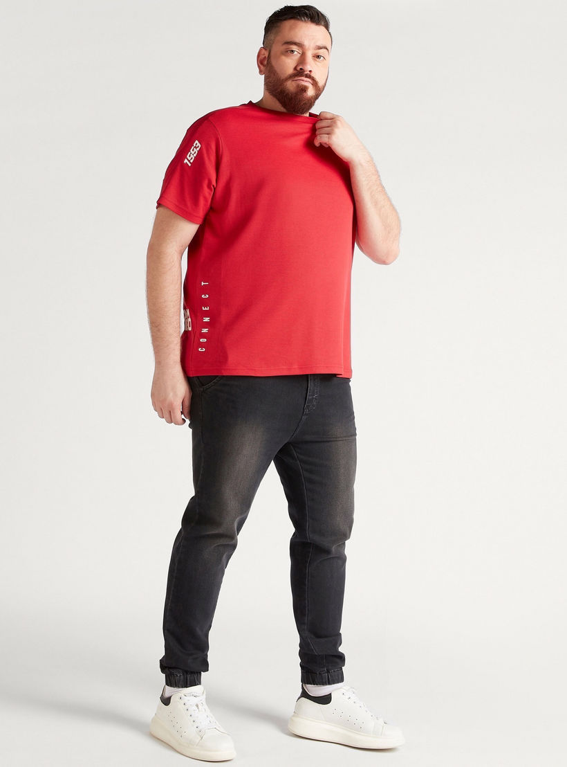 Printed Crew Neck T-shirt with Short Sleeves-men-clothing-tshirtsandpolos-tshirts-image-2