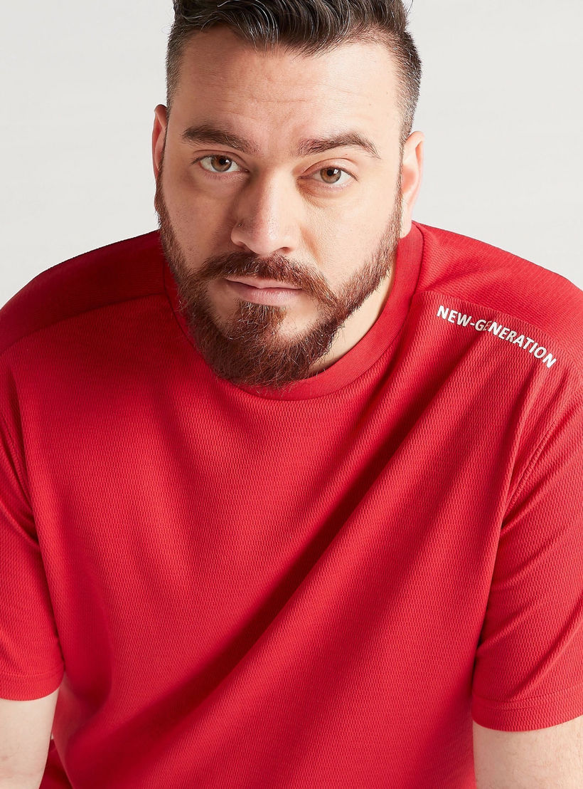 Printed Crew Neck T-shirt with Short Sleeves-men-clothing-tshirtsandpolos-tshirts-image-3