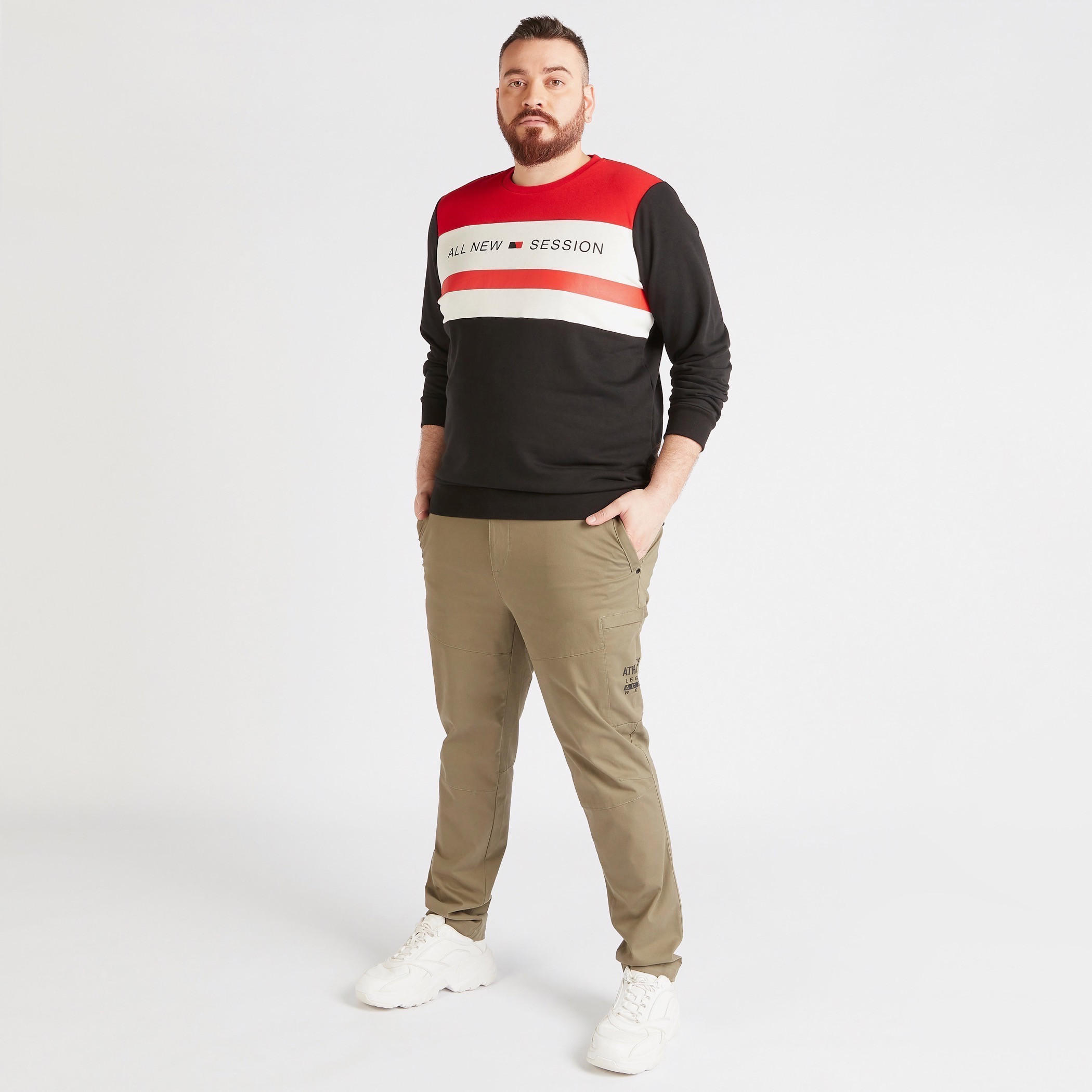 Printed Crew Neck Sweatshirt with Long Sleeves-men-winterwear-hoodiesandsweatshirts-image-2