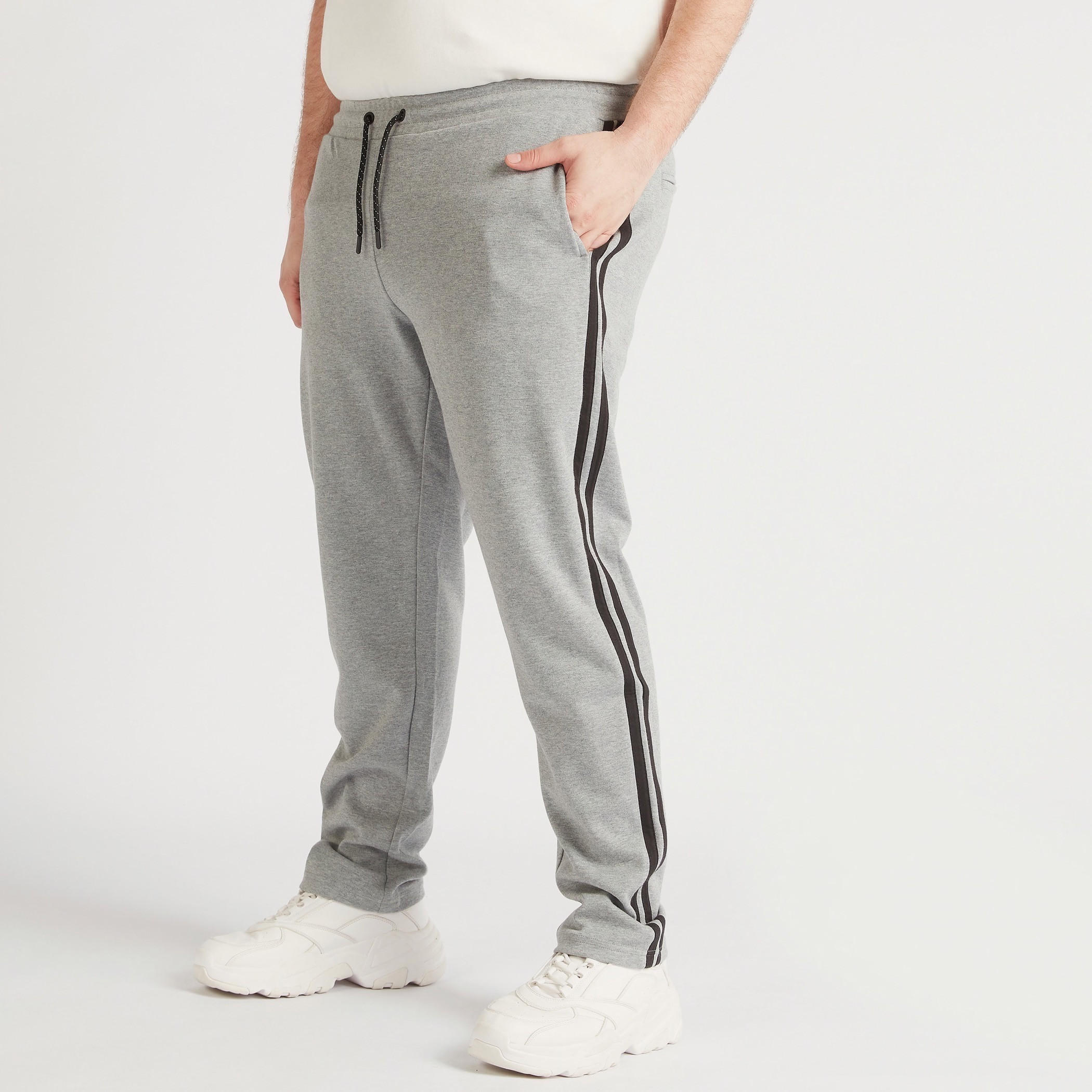 Solid Joggers with Drawstring Closure and Tape Detail-men-clothing-bottoms-joggers-image-1