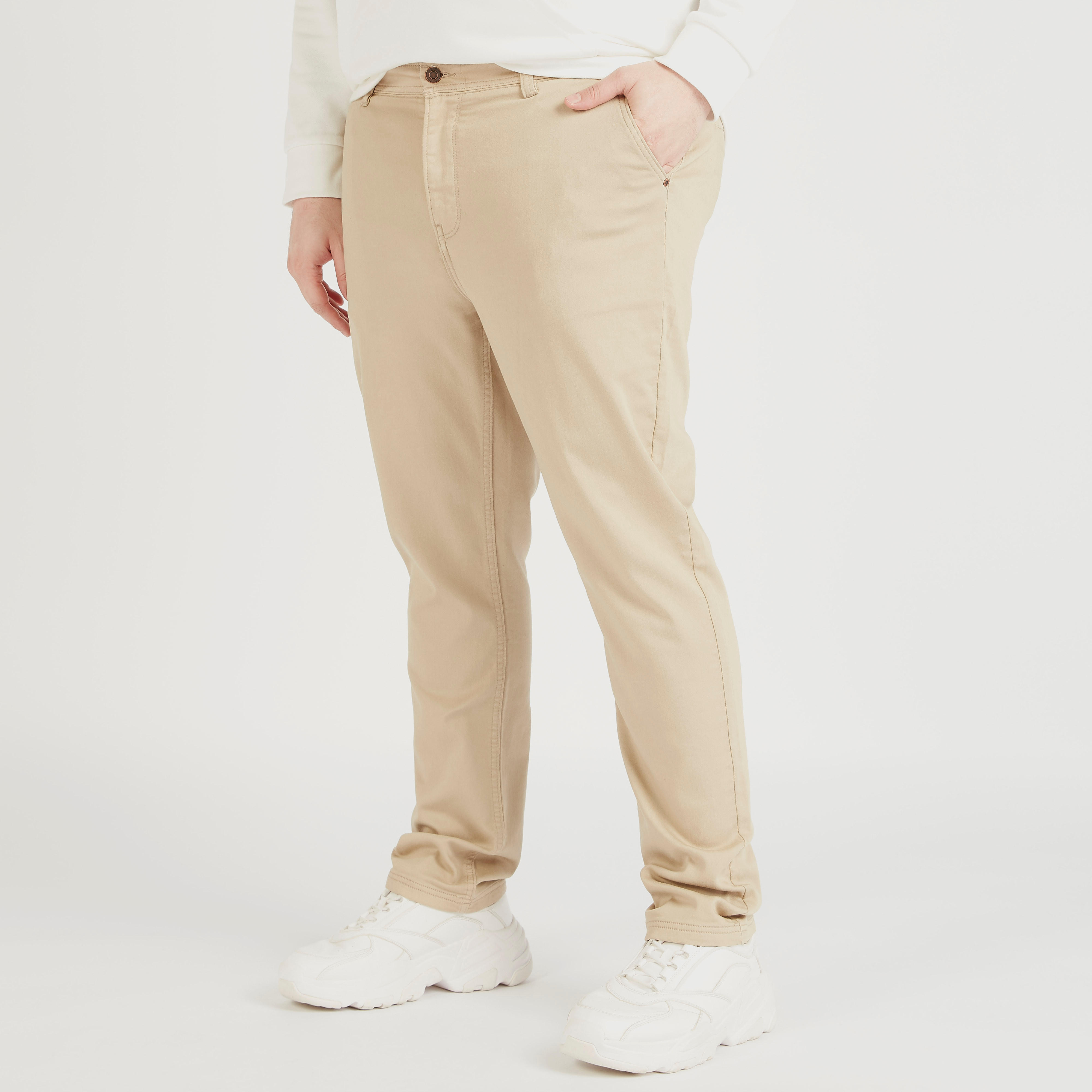 Solid Mid-Rise Chino Pants with Pockets and Button Closure-men-clothing-bottoms-trousersandchinos-trousers-image-1