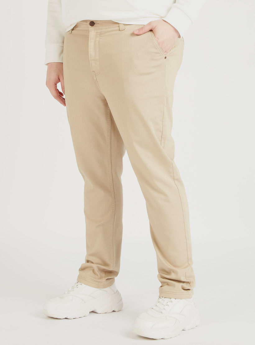 Solid Mid-Rise Chino Pants with Pockets and Button Closure-men-clothing-bottoms-trousersandchinos-trousers-image-1