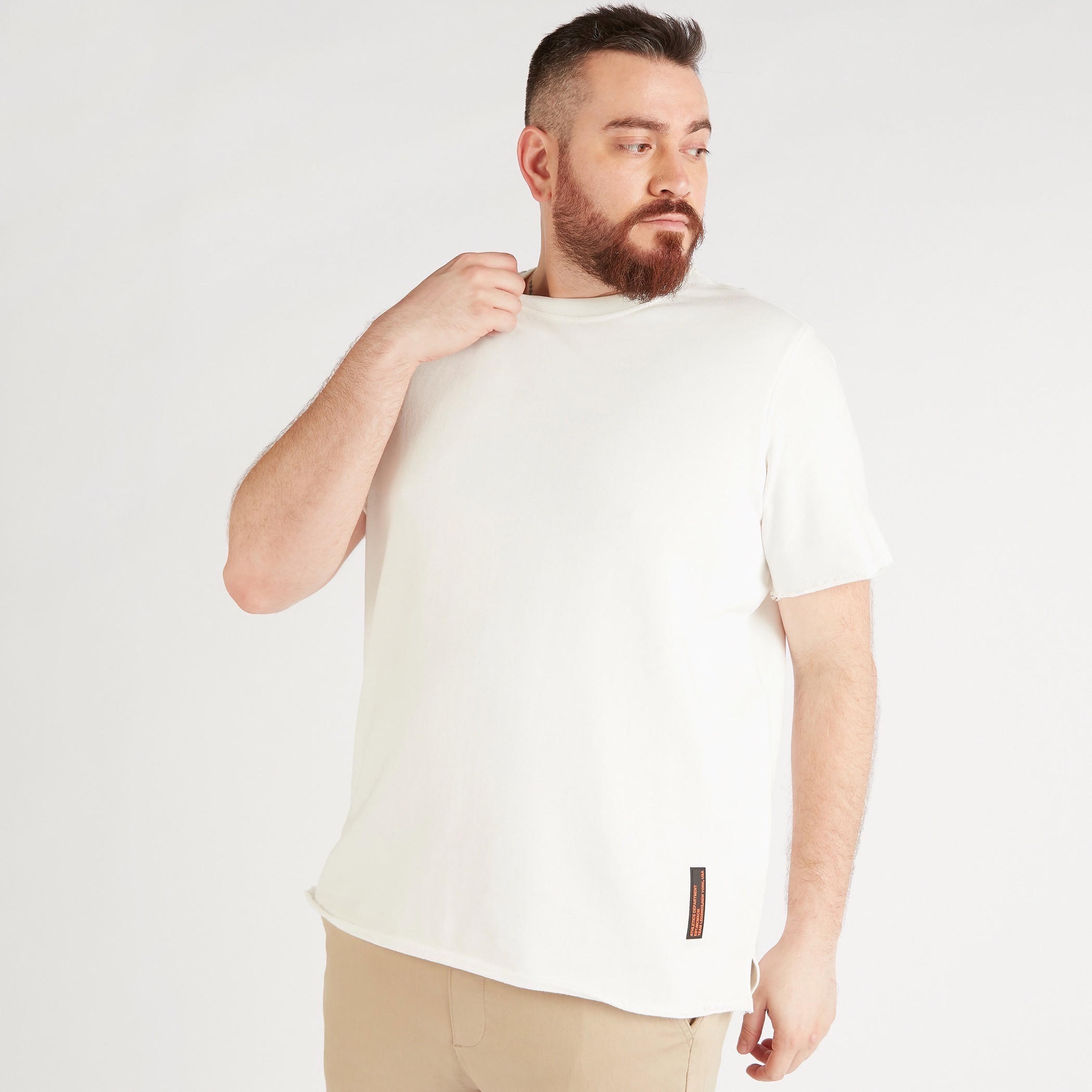 Solid Crew Neck T-shirt with Short Sleeves-men-clothing-tshirtsandpolos-tshirts-image-1