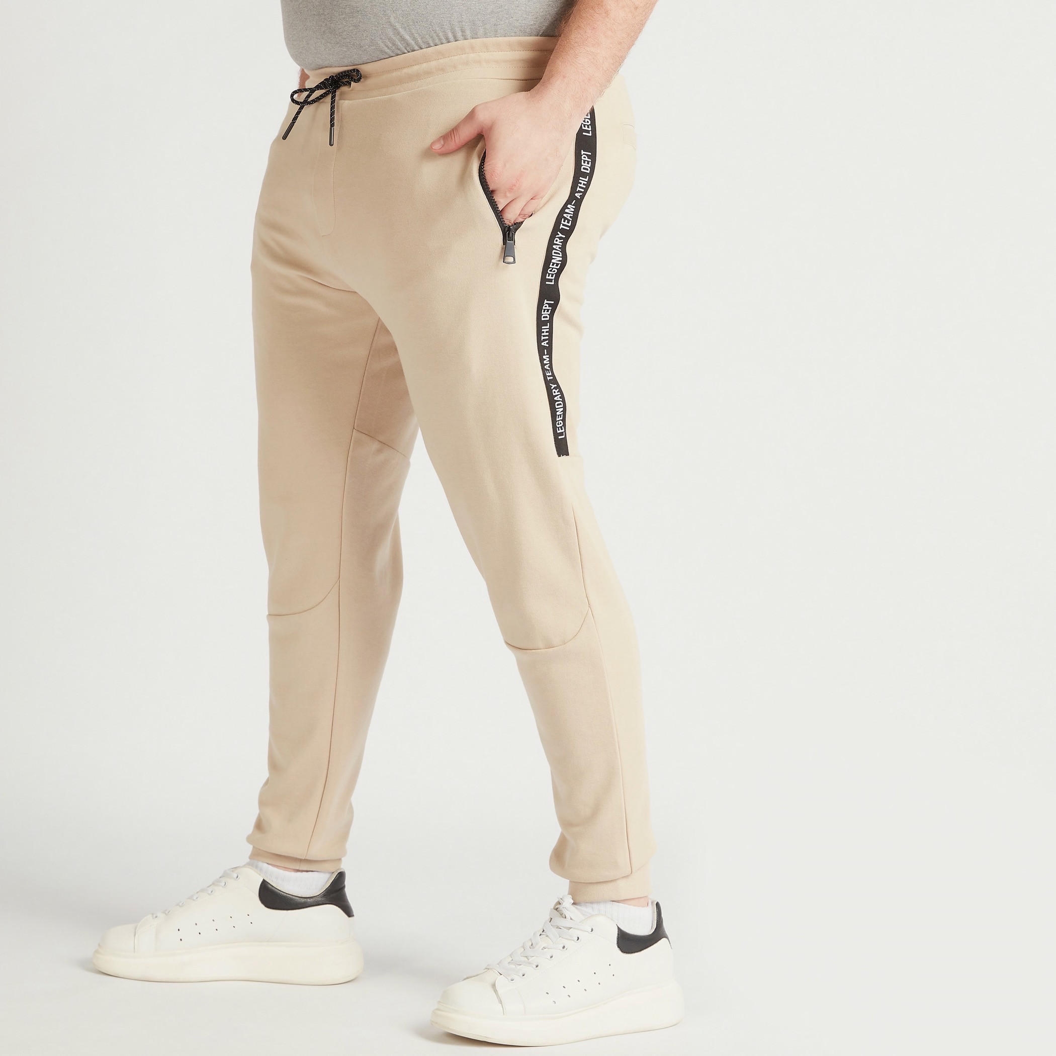 Solid Mid-Rise Joggers with Drawstring Closure and Pockets-men-clothing-bottoms-joggers-image-1
