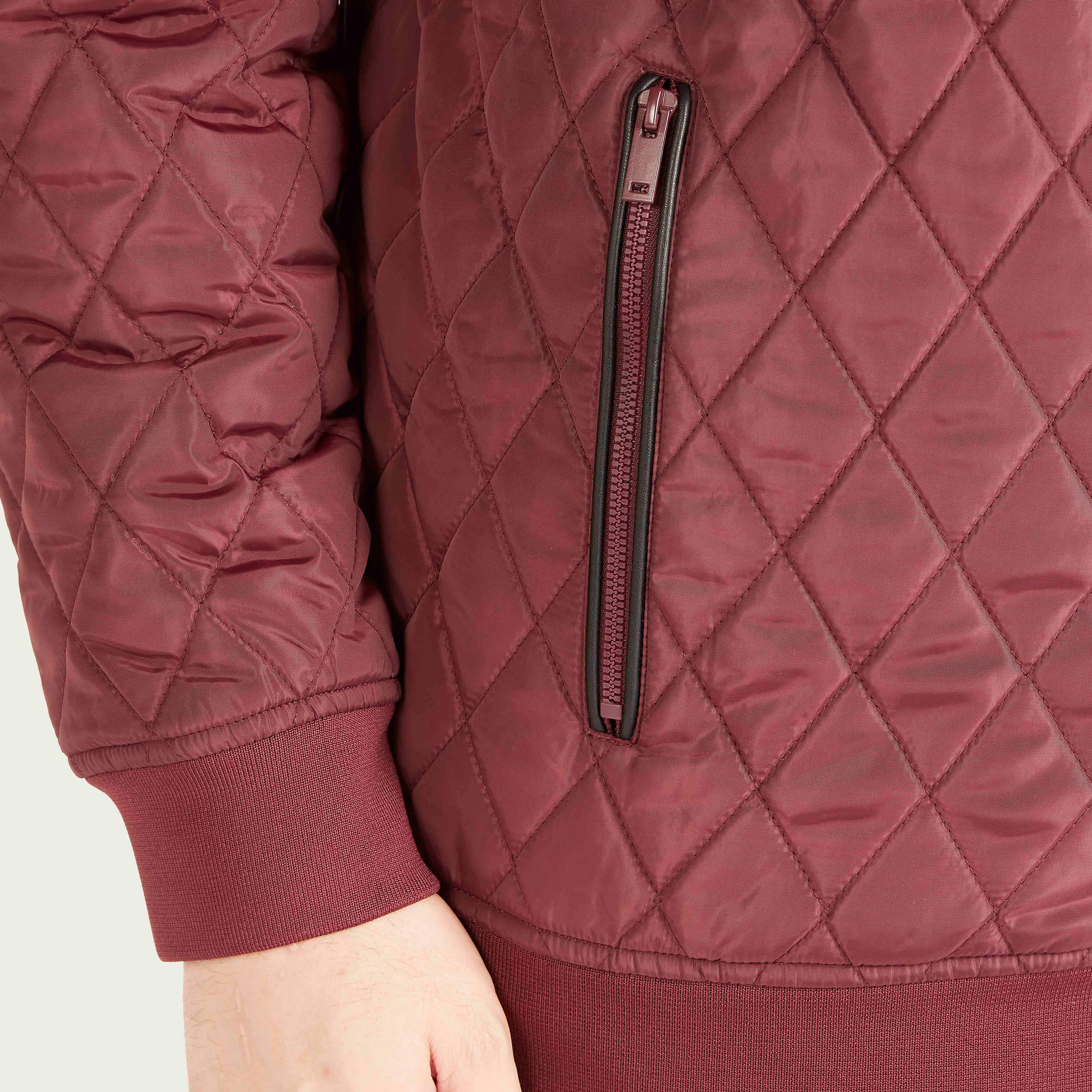 Quilted Zip Through Jacket with Long Sleeves and Pockets-men-clothing-jacketsandblazers-jackets-image-3