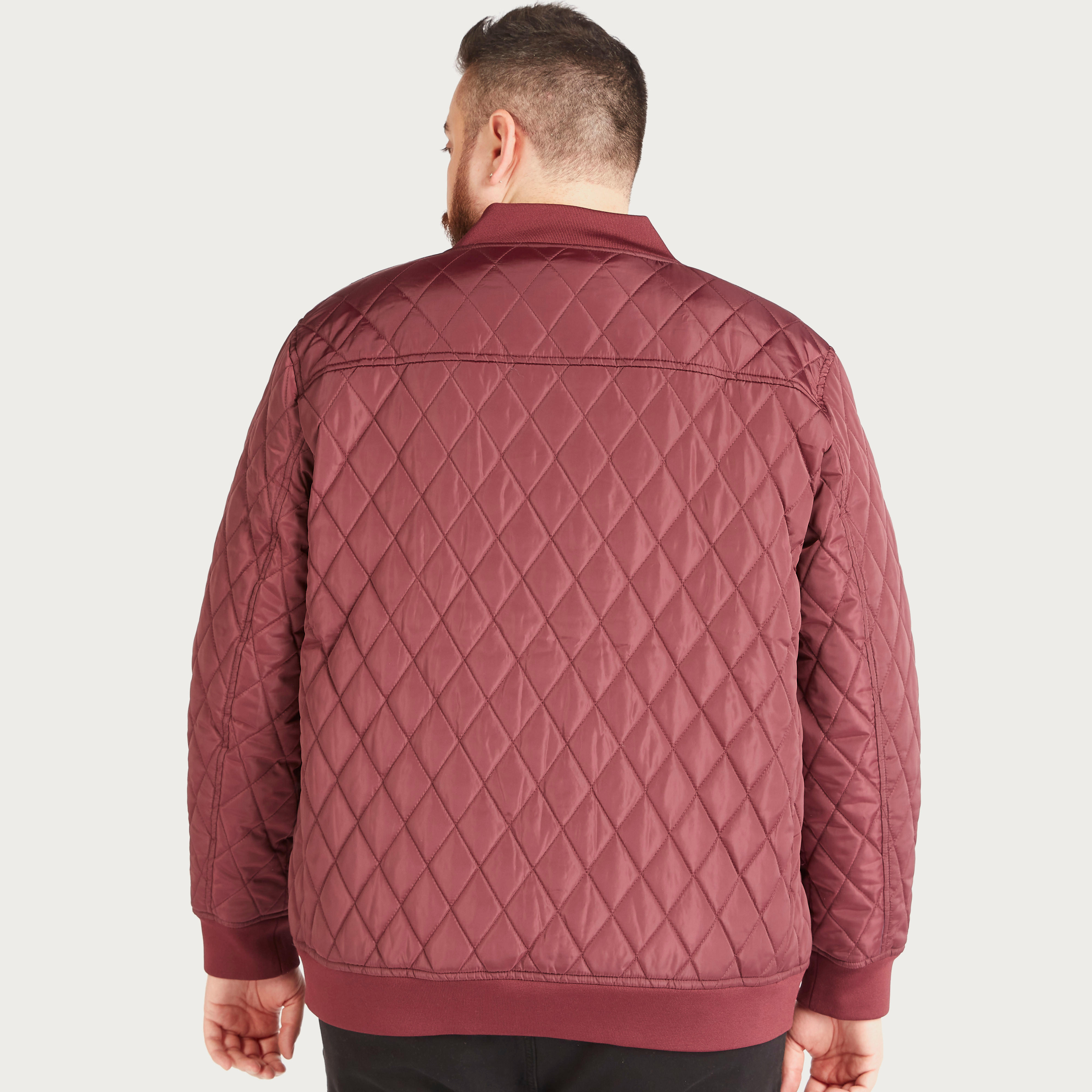 Quilted Zip Through Jacket with Long Sleeves and Pockets-men-clothing-jacketsandblazers-jackets-image-4
