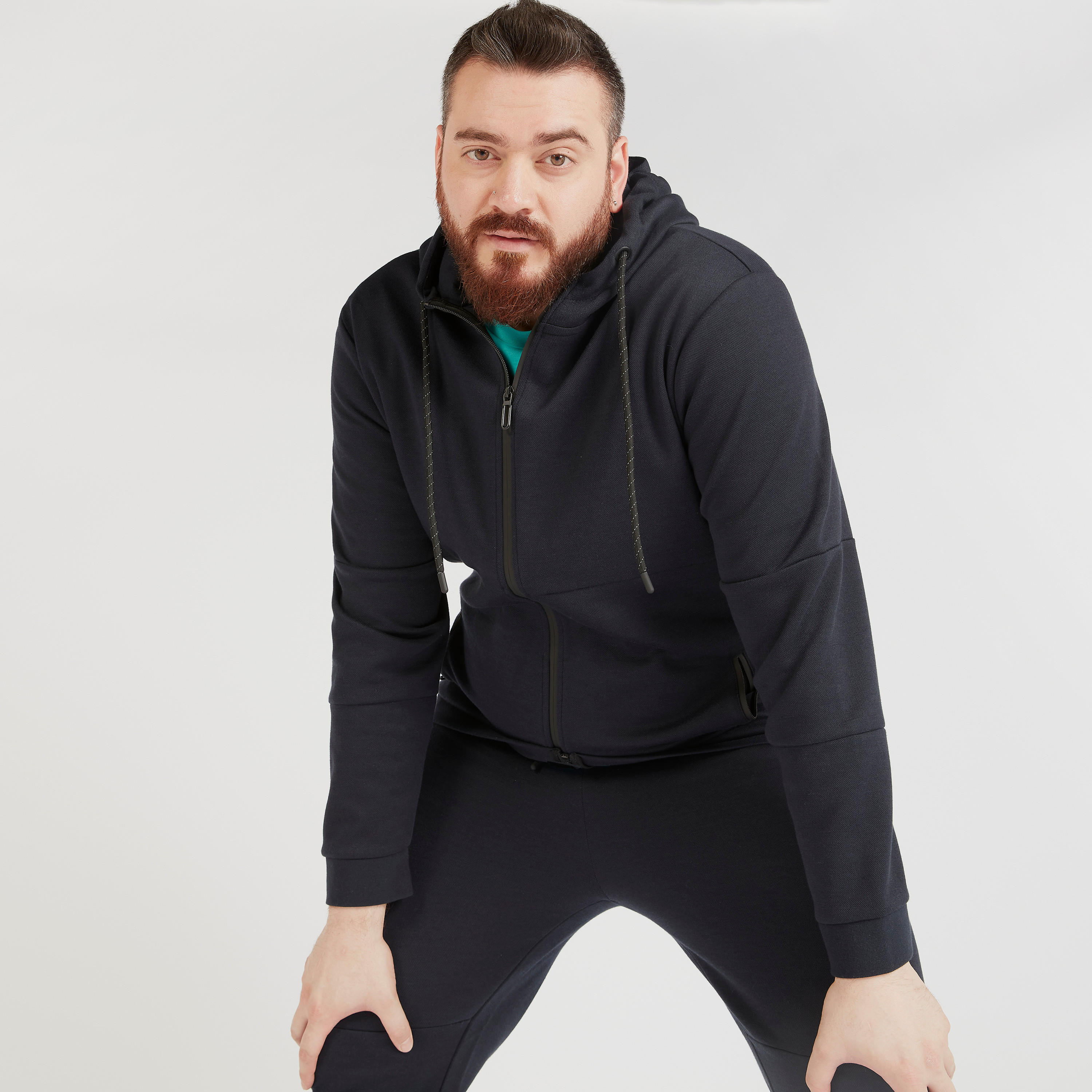 Solid Hooded Sweatshirt with Pockets and Zip Closure-men-winterwear-hoodiesandsweatshirts-image-1