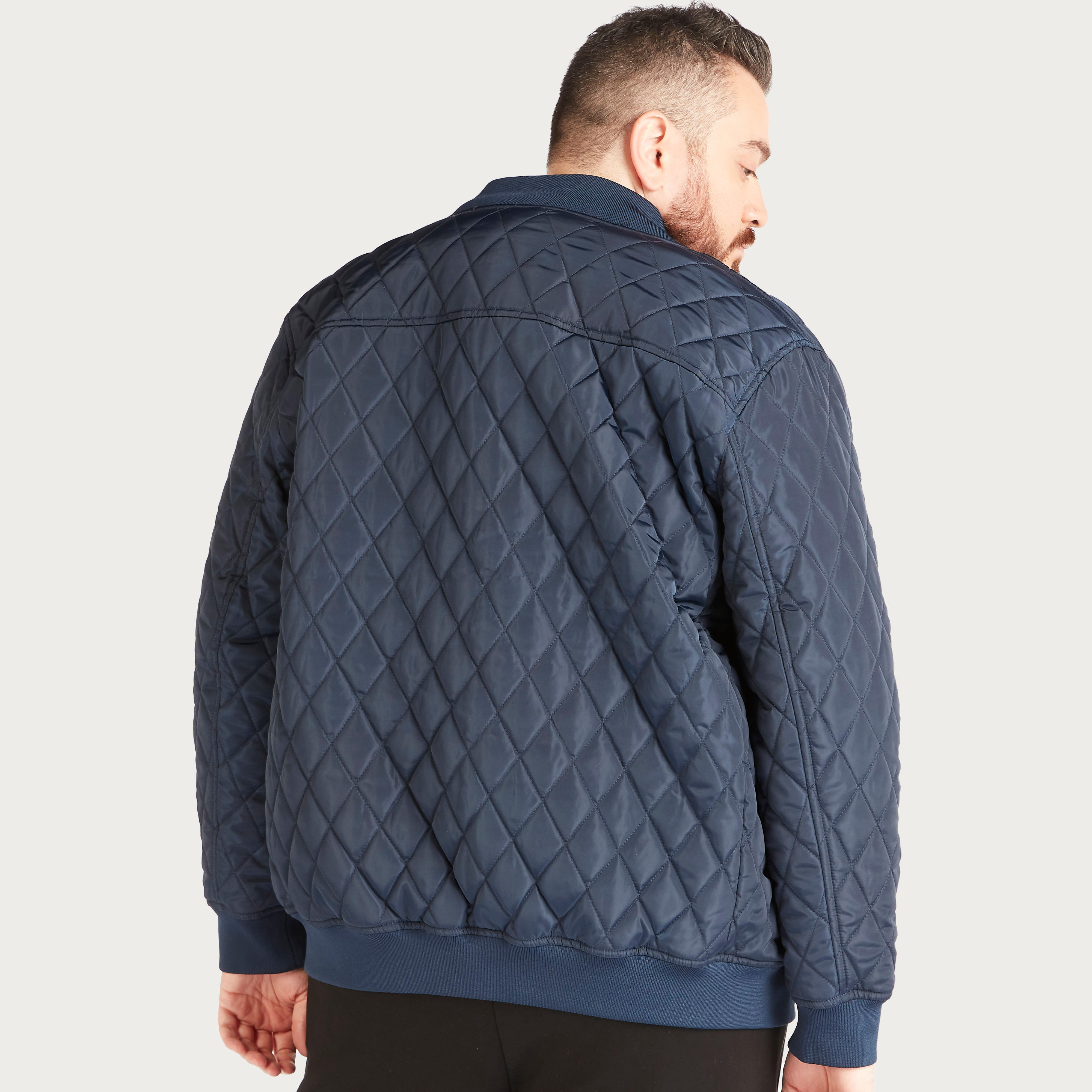 Quilted Zip Through Jacket with Long Sleeves and Pockets-men-clothing-jacketsandblazers-jackets-image-4