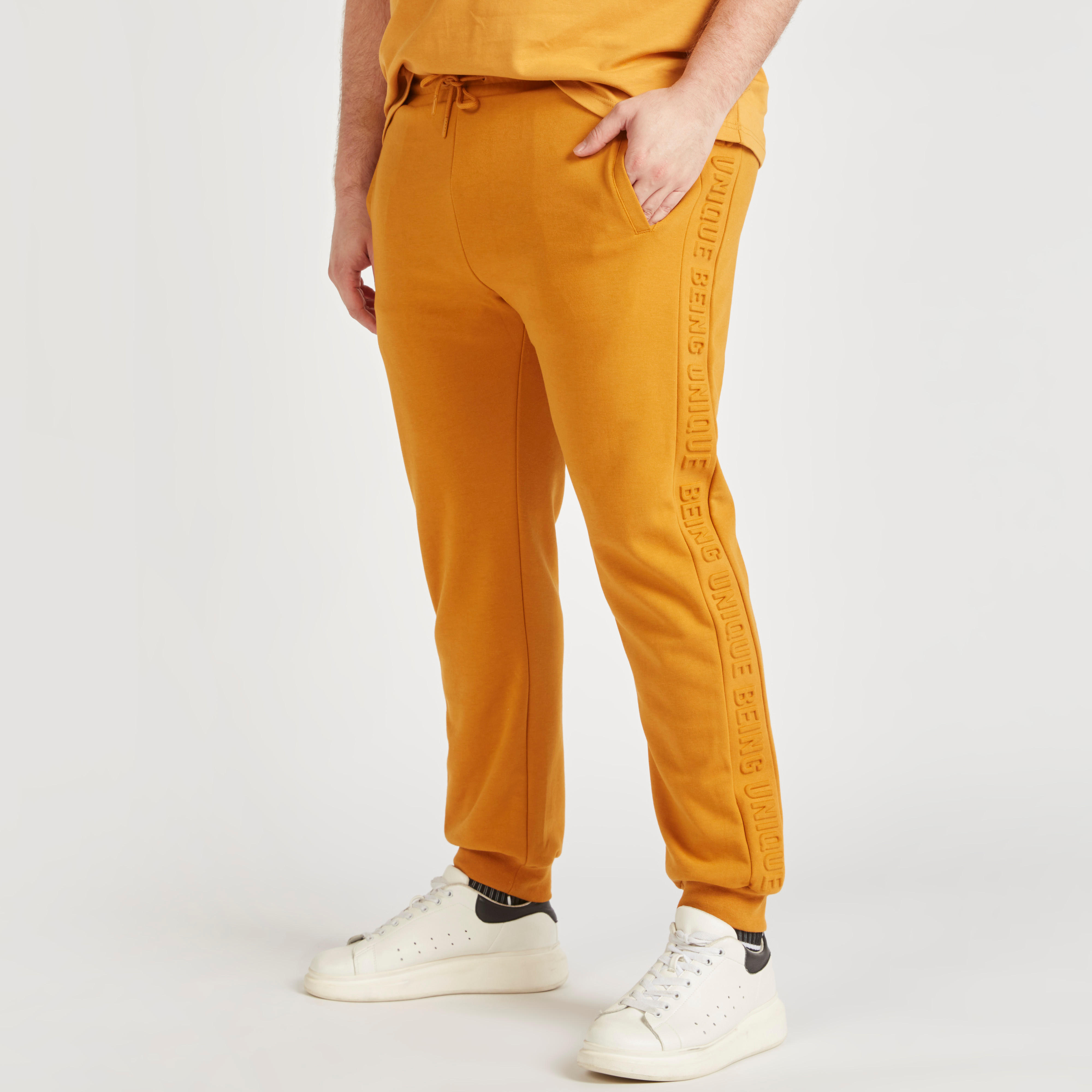 Text Embossed Mid-Rise Joggers with Drawstring Closure-men-clothing-bottoms-joggers-image-6
