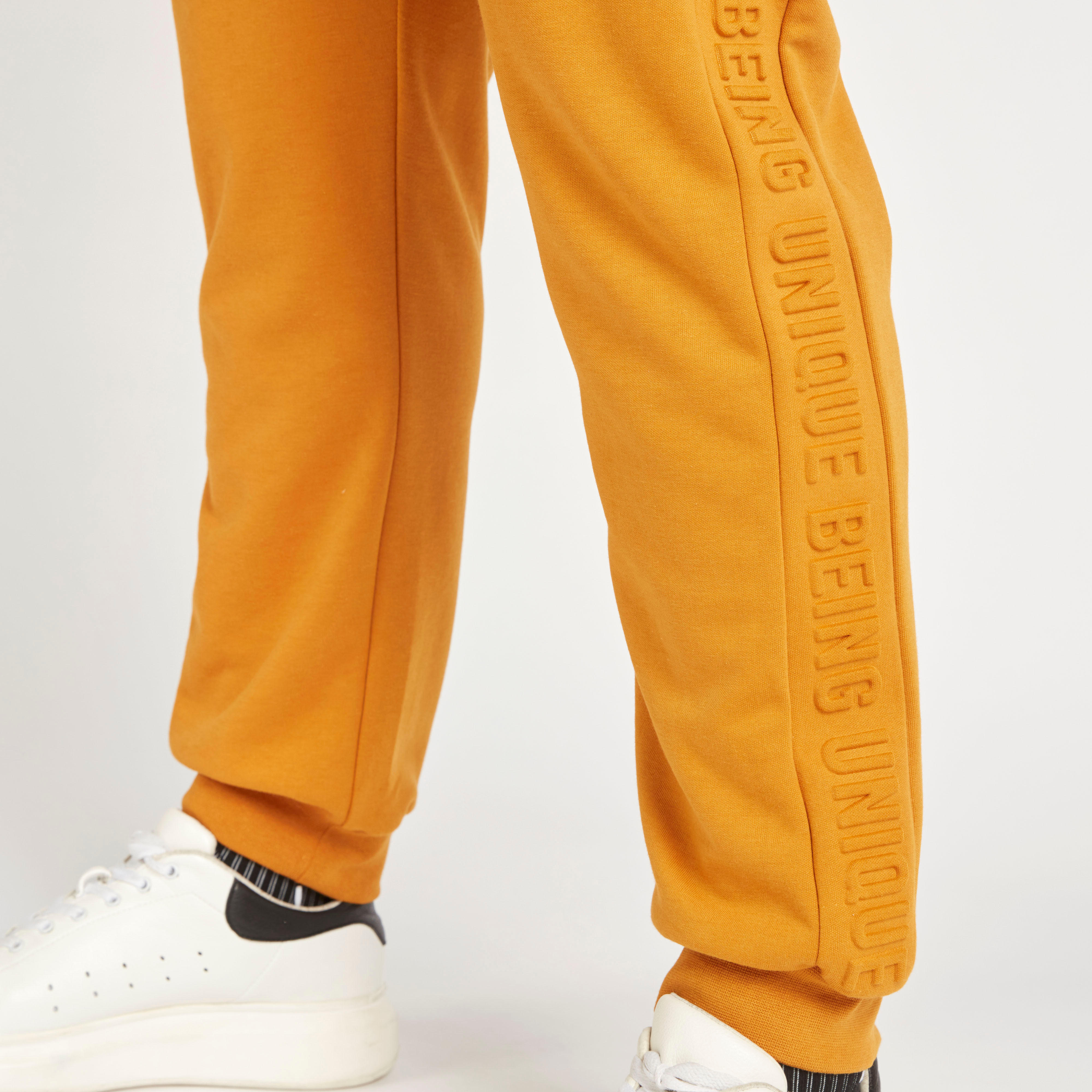 Text Embossed Mid-Rise Joggers with Drawstring Closure-men-clothing-bottoms-joggers-image-8