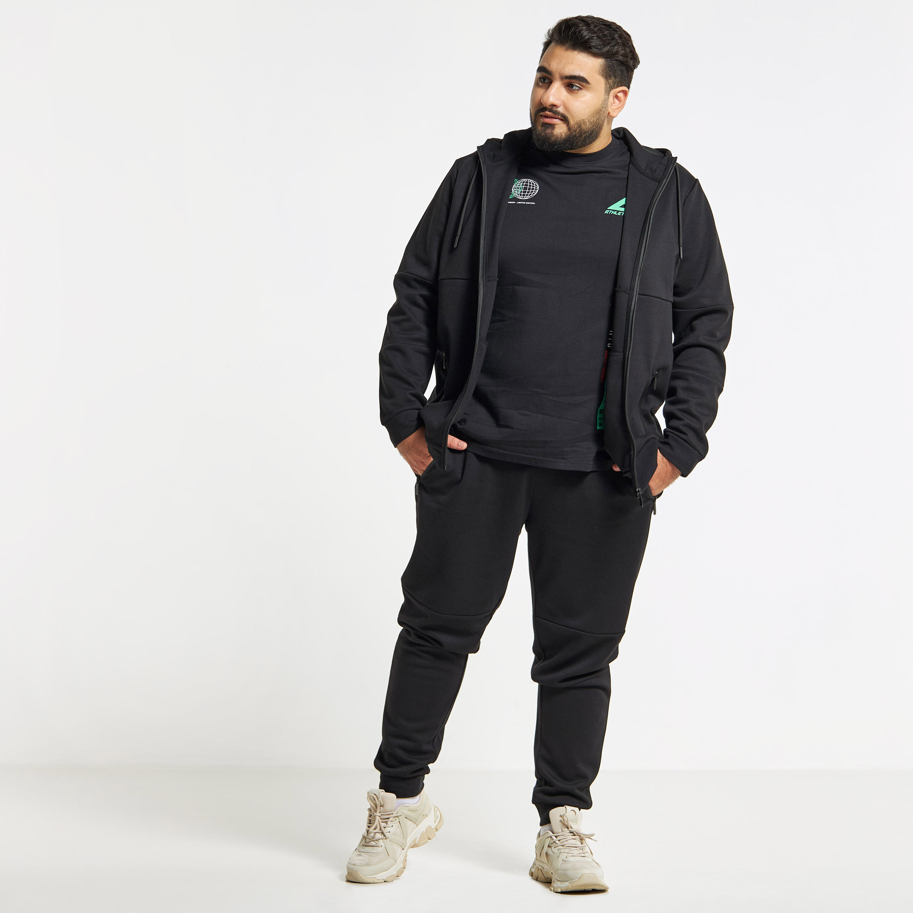 جاكيت بارز الملمس سادة مقاس كبير بقبعة وجيوب-men-clothing-jacketsandblazers-jackets-image-2