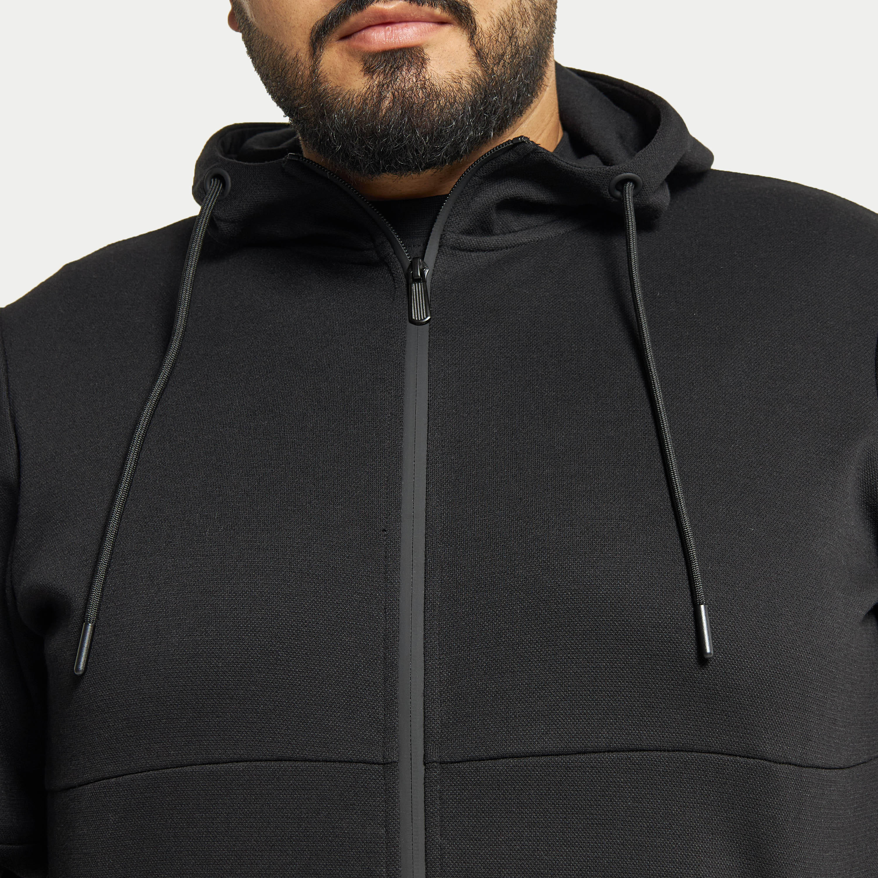 جاكيت بارز الملمس سادة مقاس كبير بقبعة وجيوب-men-clothing-jacketsandblazers-jackets-image-4