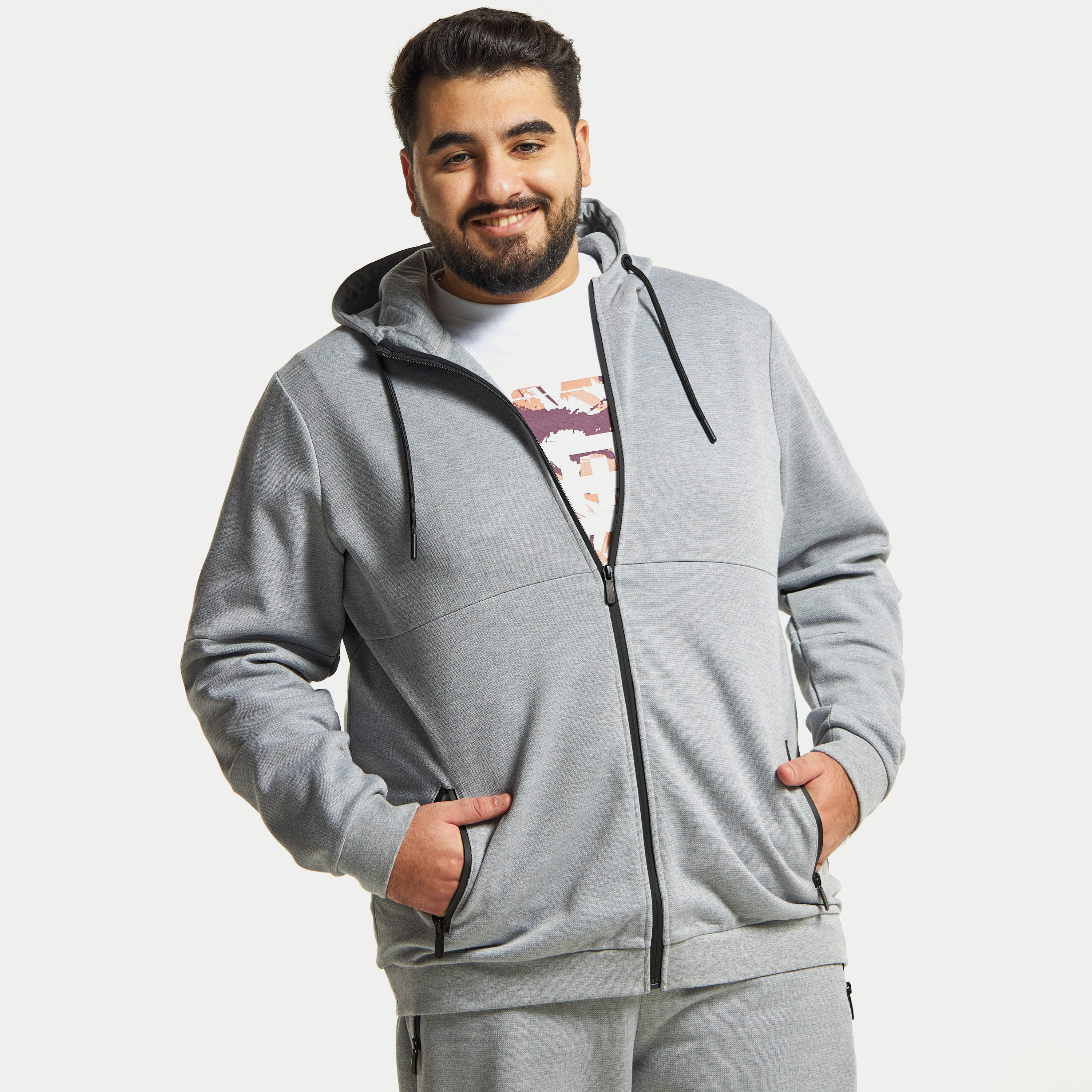 جاكيت بارز الملمس سادة مقاس كبير بقبعة وجيوب-men-clothing-jacketsandblazers-jackets-image-6