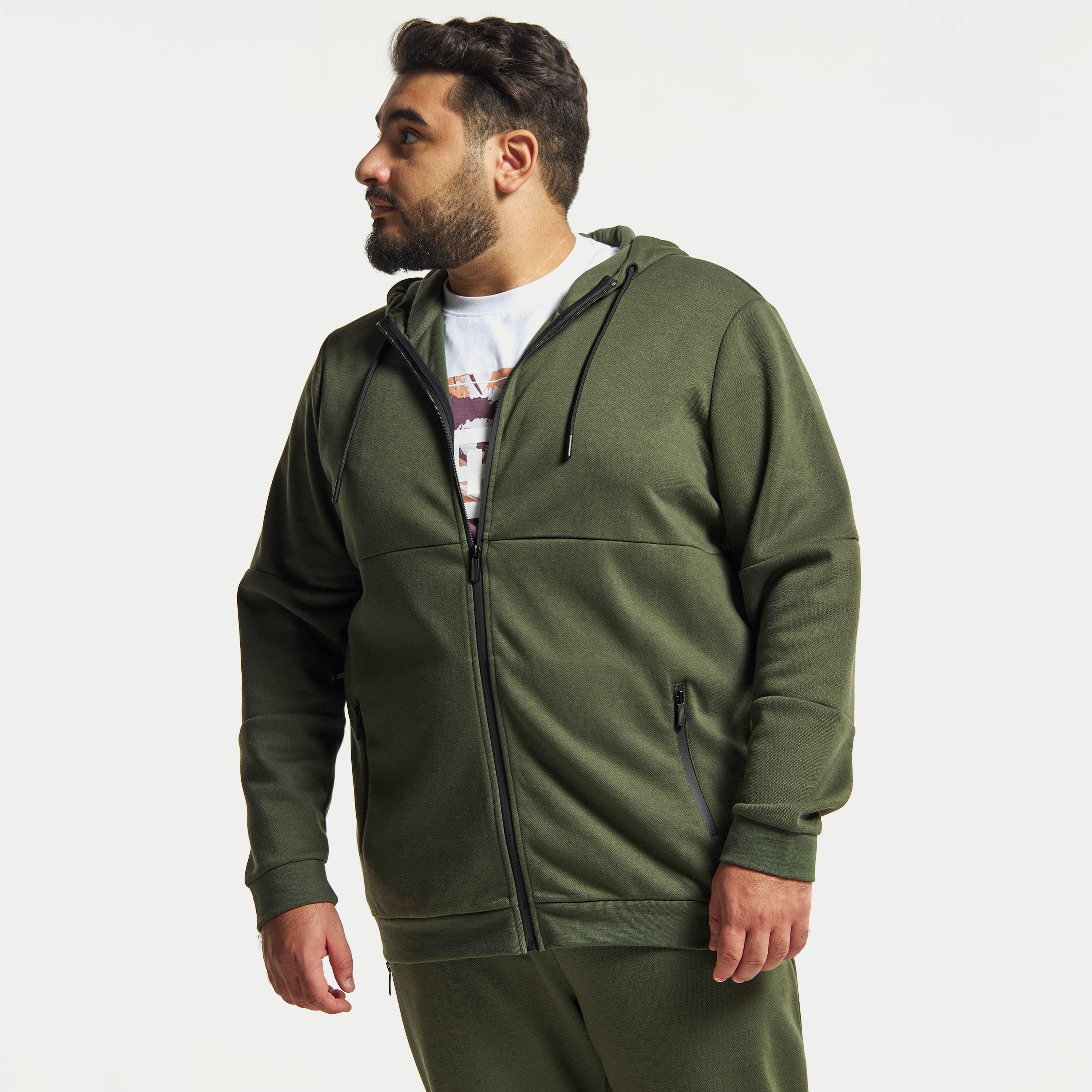 جاكيت بارز الملمس سادة مقاس كبير بقبعة وجيوب-men-clothing-jacketsandblazers-jackets-image-11