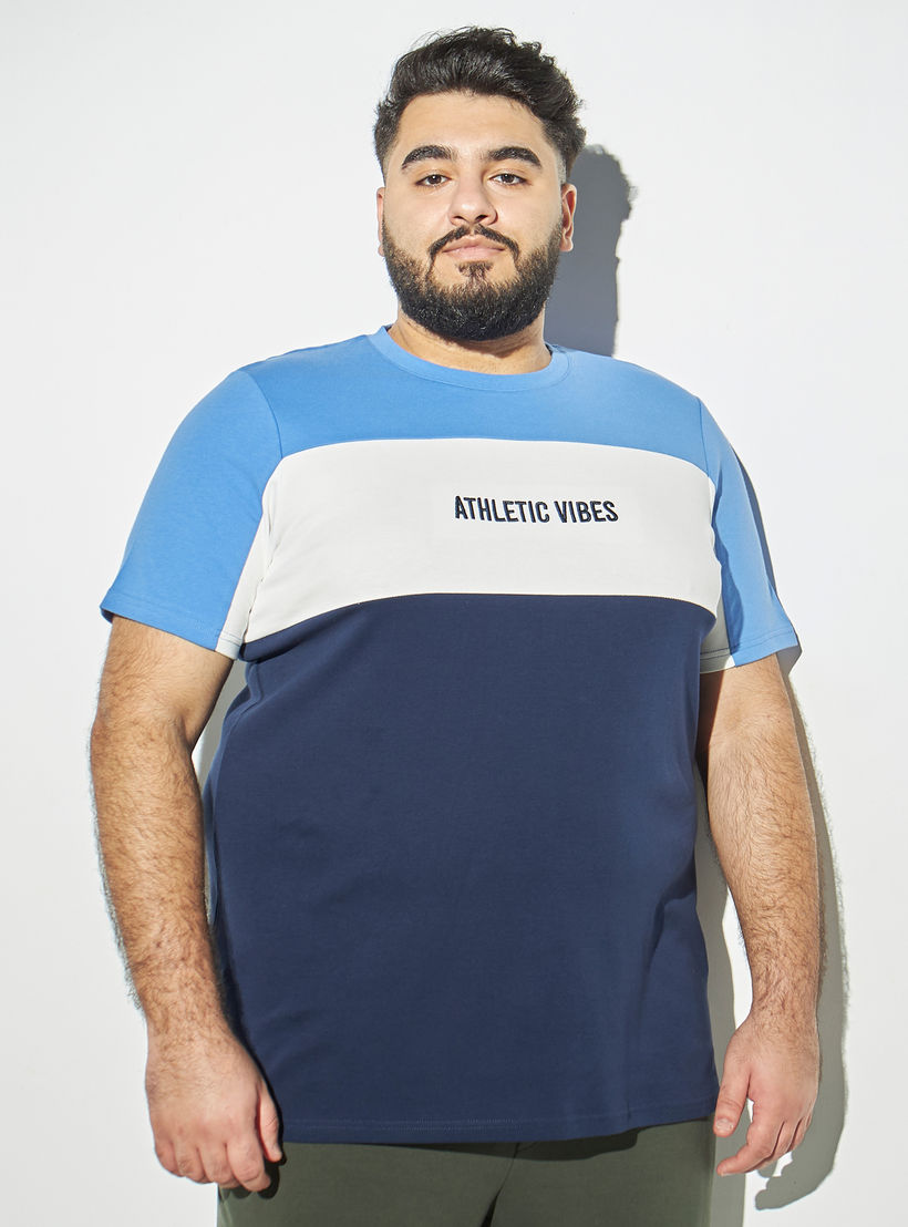 تيشيرت مقاس كبير بقوالب ملوّنة وياقة ضيقة-men-clothing-tshirtsandpolos-tshirts-image-4