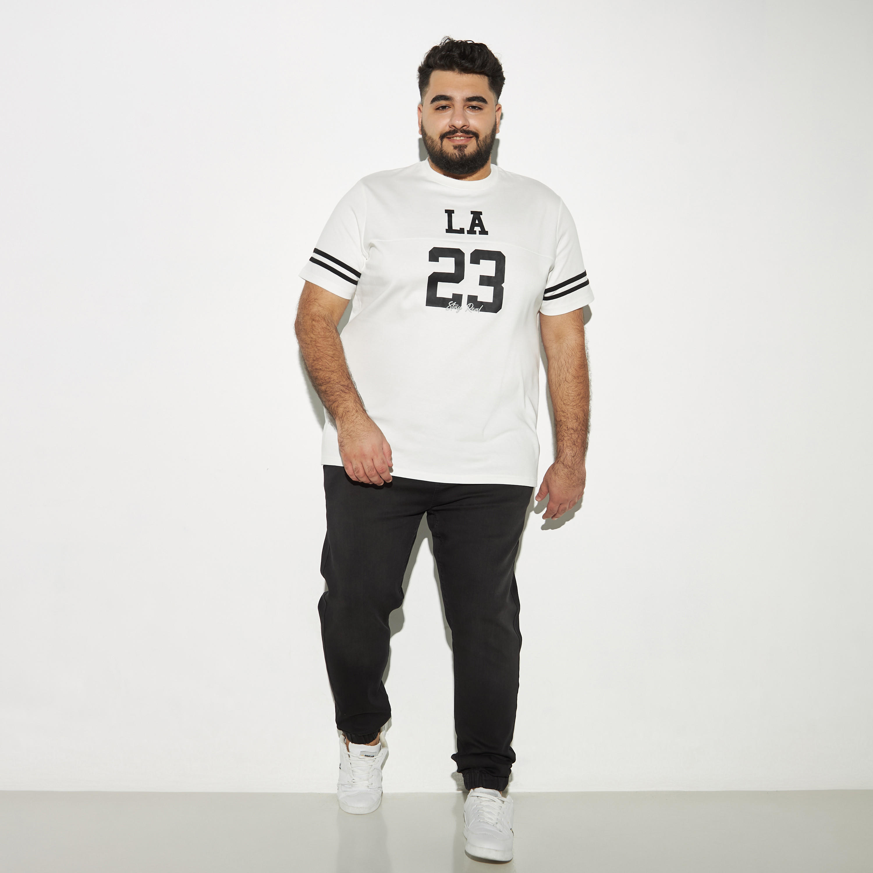 Plus Size Solid Denim Joggers with Drawstring Closure and Pockets-men-clothing-bottoms-jeans-image-2