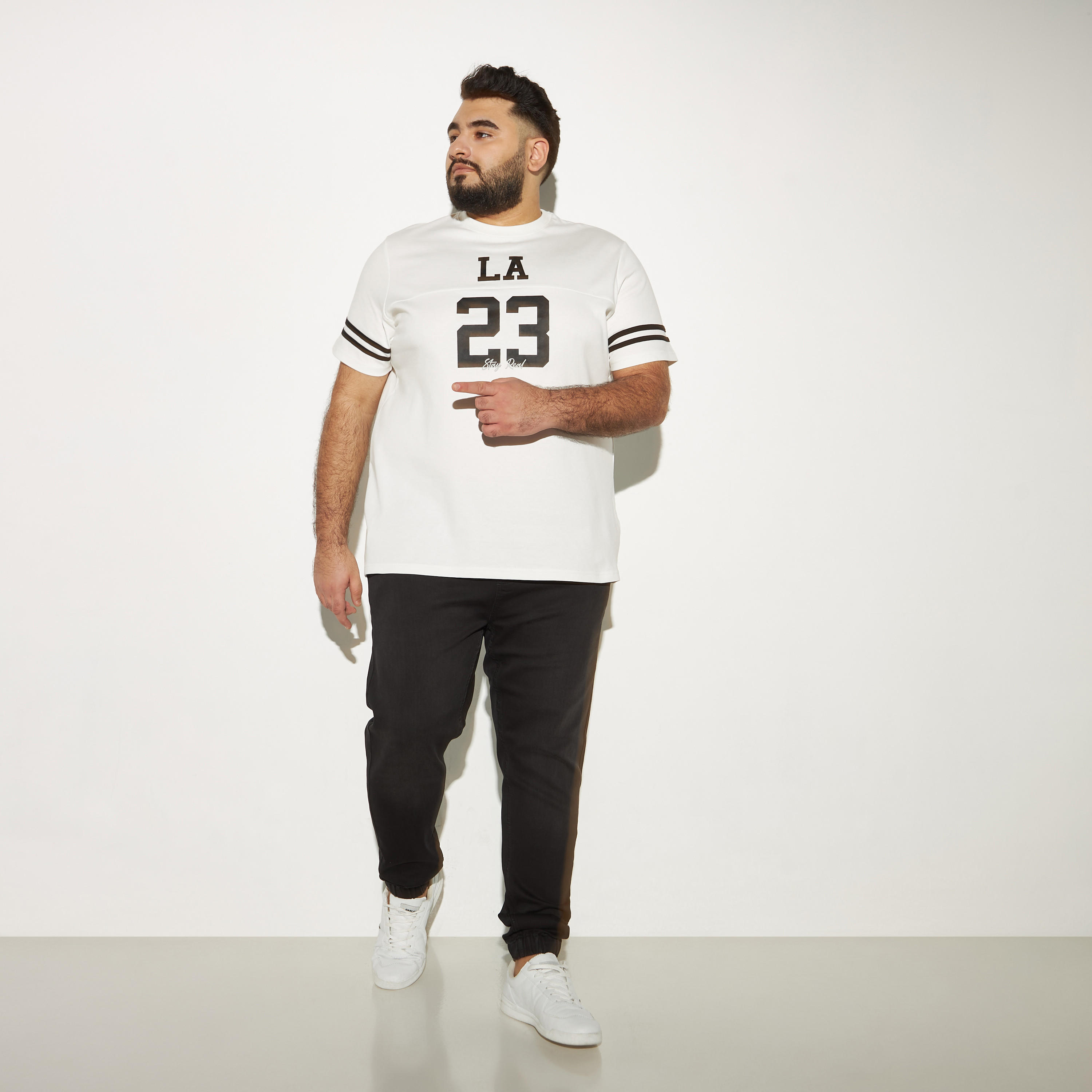 Plus Size Solid Denim Joggers with Drawstring Closure and Pockets-men-clothing-bottoms-jeans-image-5