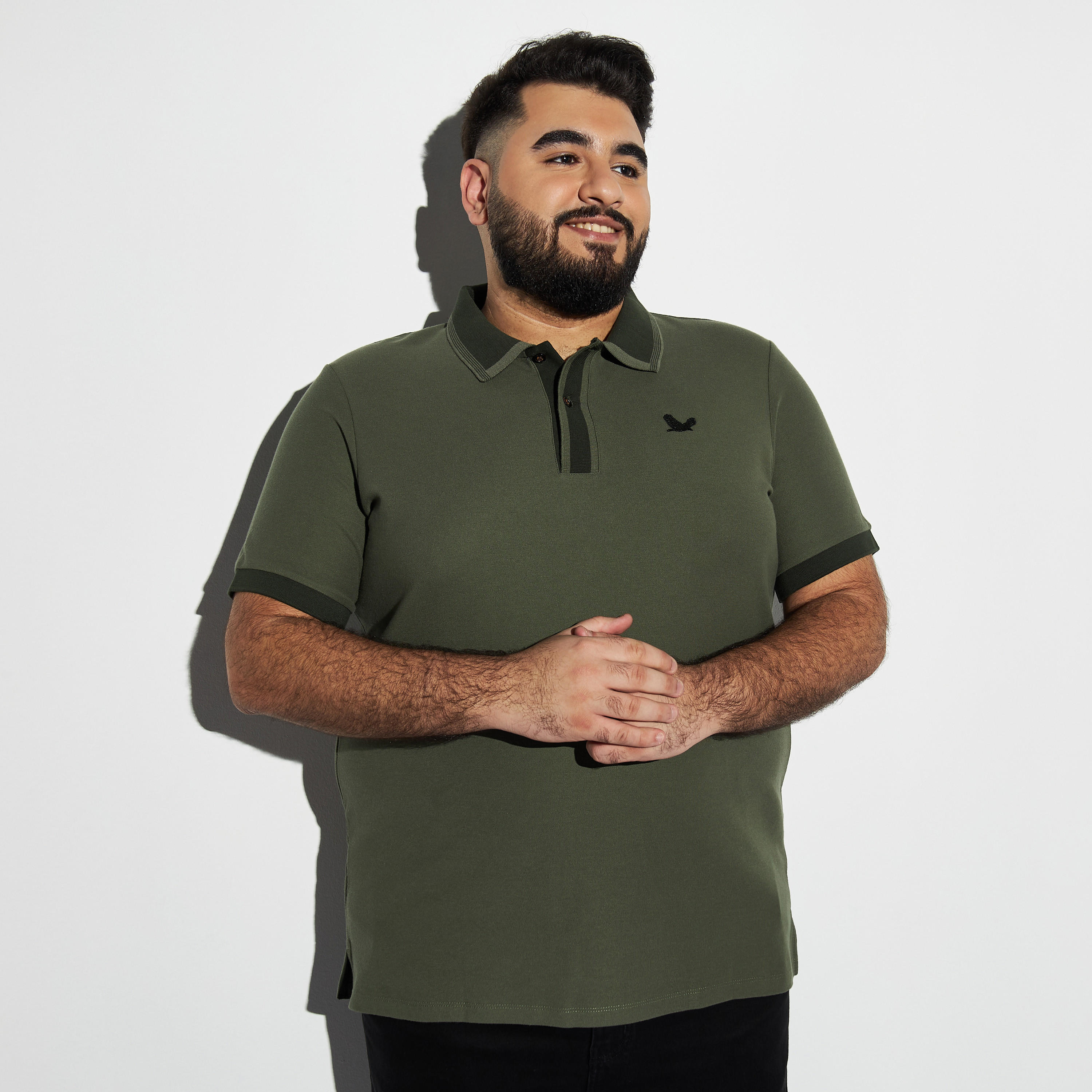 تيشيرت بولو مقاس كبير سادة بأكمام قصيرة-men-clothing-tshirtsandpolos-polos-image-4