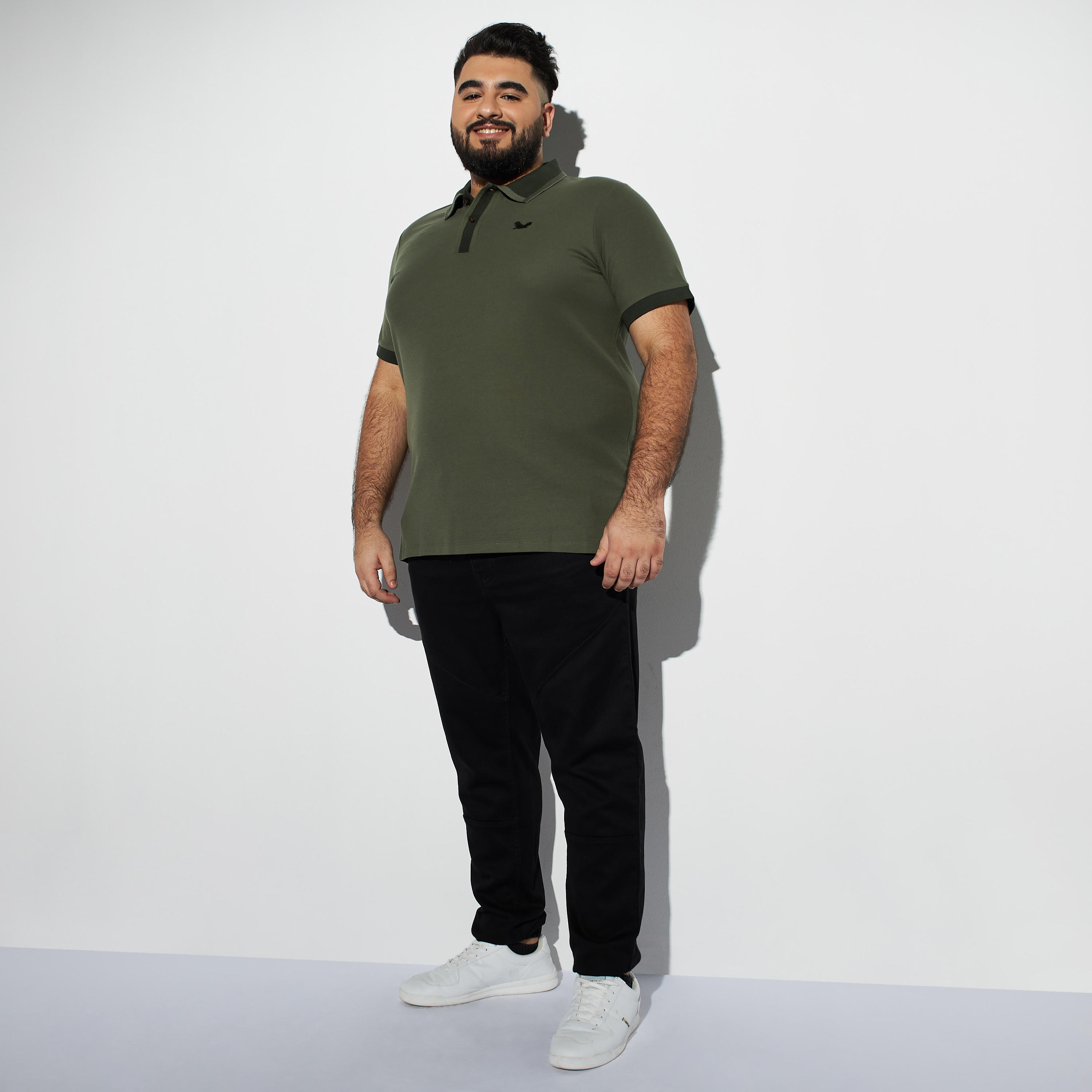 تيشيرت بولو مقاس كبير سادة بأكمام قصيرة-men-clothing-tshirtsandpolos-polos-image-3