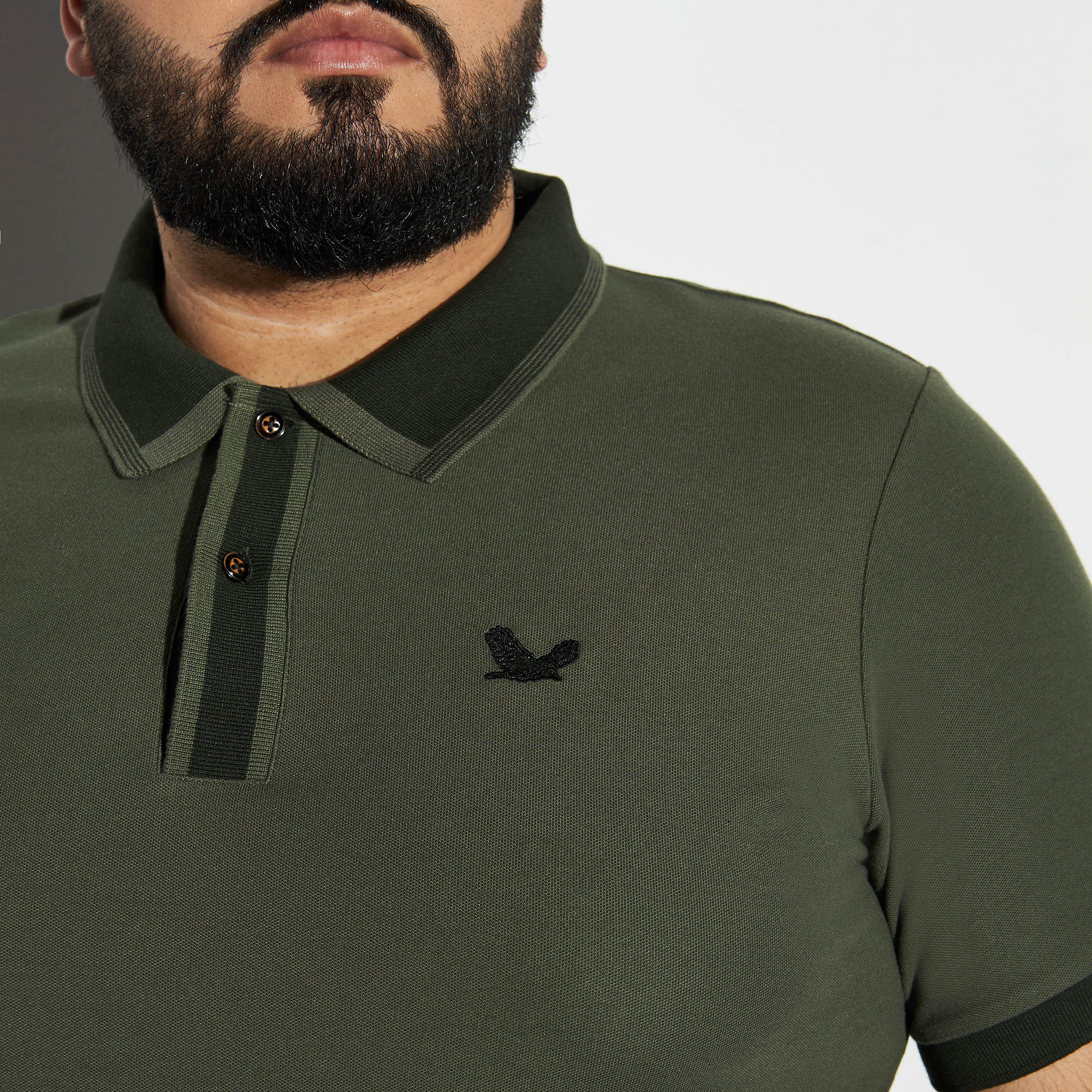 تيشيرت بولو مقاس كبير سادة بأكمام قصيرة-men-clothing-tshirtsandpolos-polos-image-1