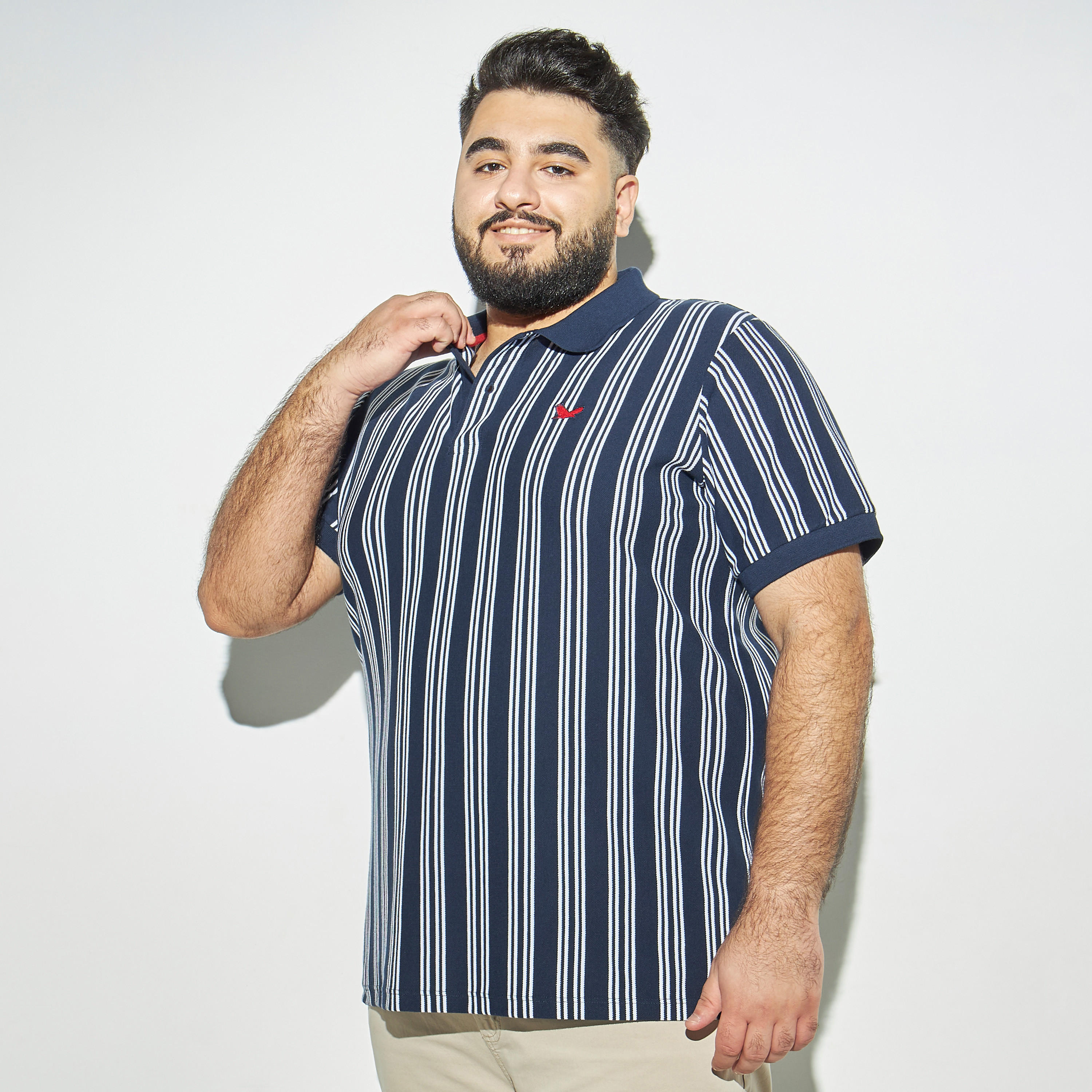 تيشيرت بولو مقاس كبير مقلّم بأكمام قصيرة-men-clothing-tshirtsandpolos-polos-image-4