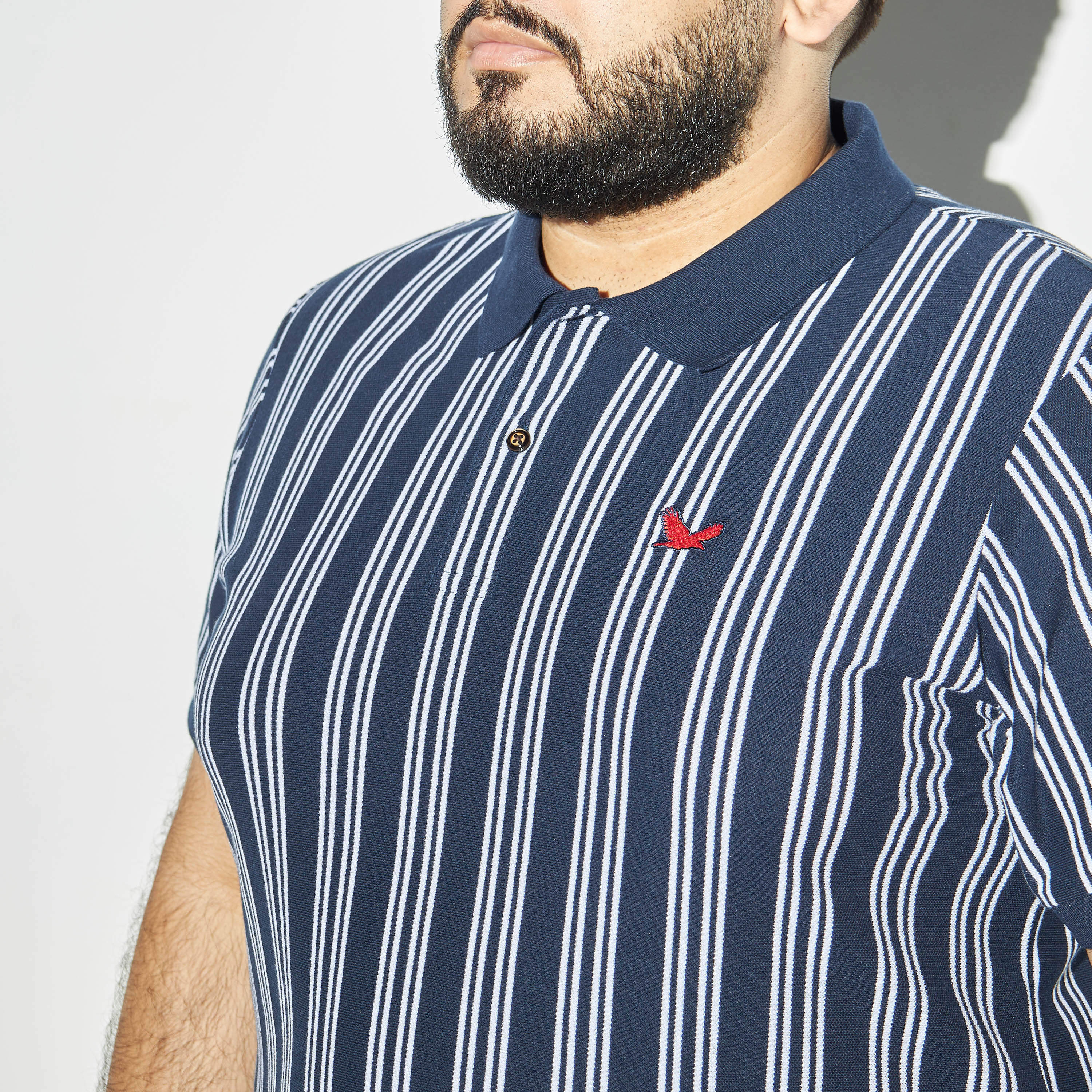 تيشيرت بولو مقاس كبير مقلّم بأكمام قصيرة-men-clothing-tshirtsandpolos-polos-image-1