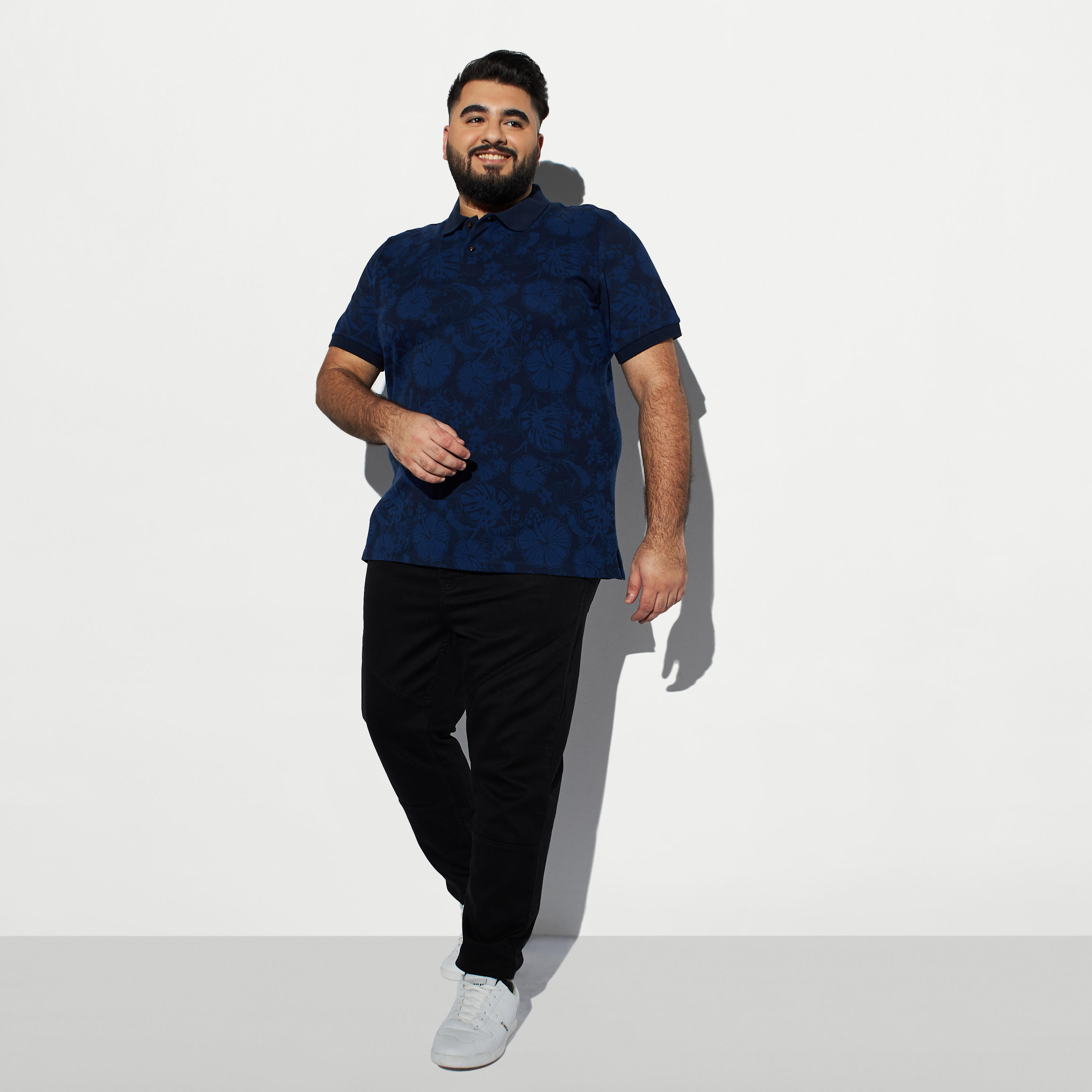 تيشيرت بولو بطبعات استوائية ومقاس كبير-men-clothing-tshirtsandpolos-polos-image-2