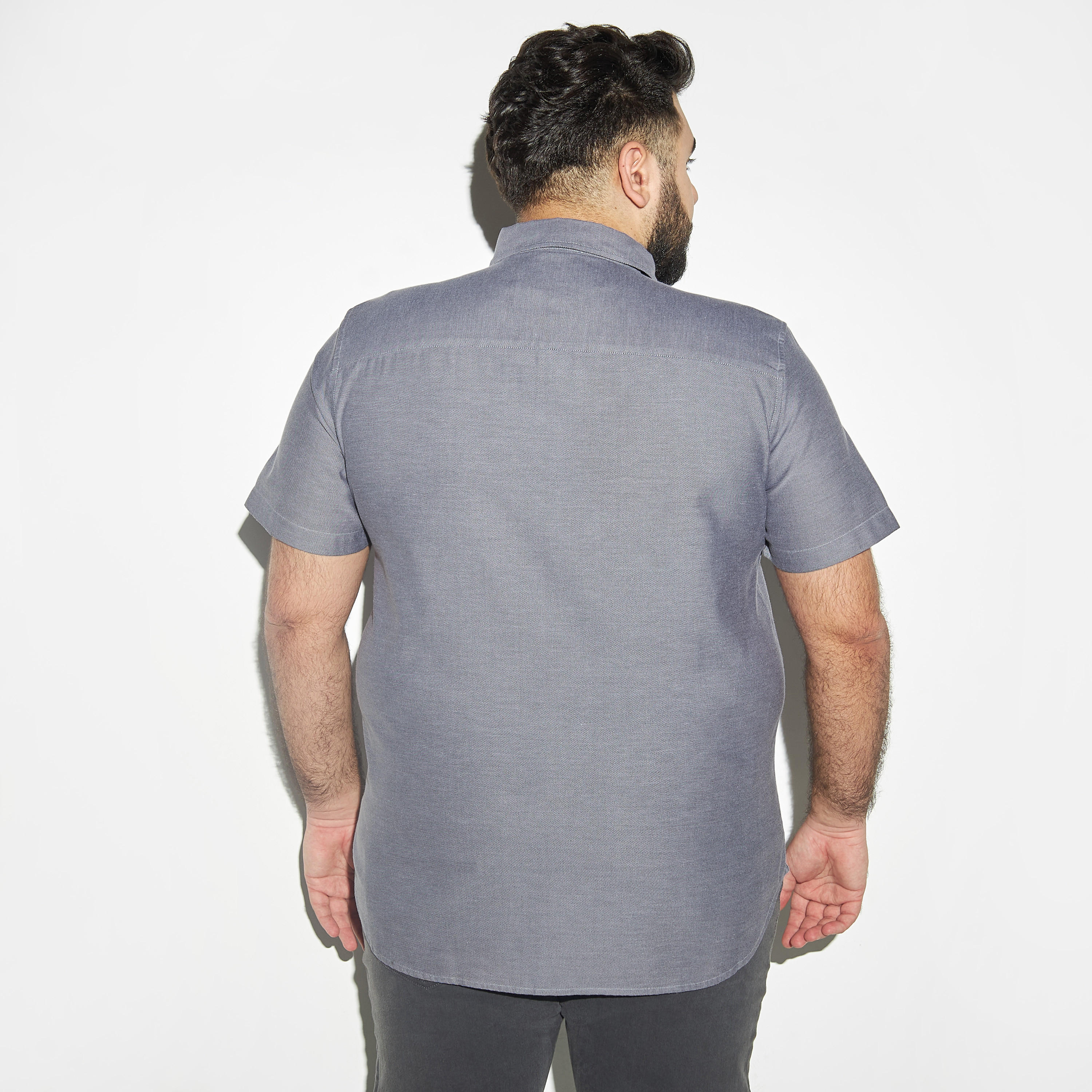 Plus Size Oxford Shirt with Short Sleeves and Pocket-men-clothing-shirts-image-3