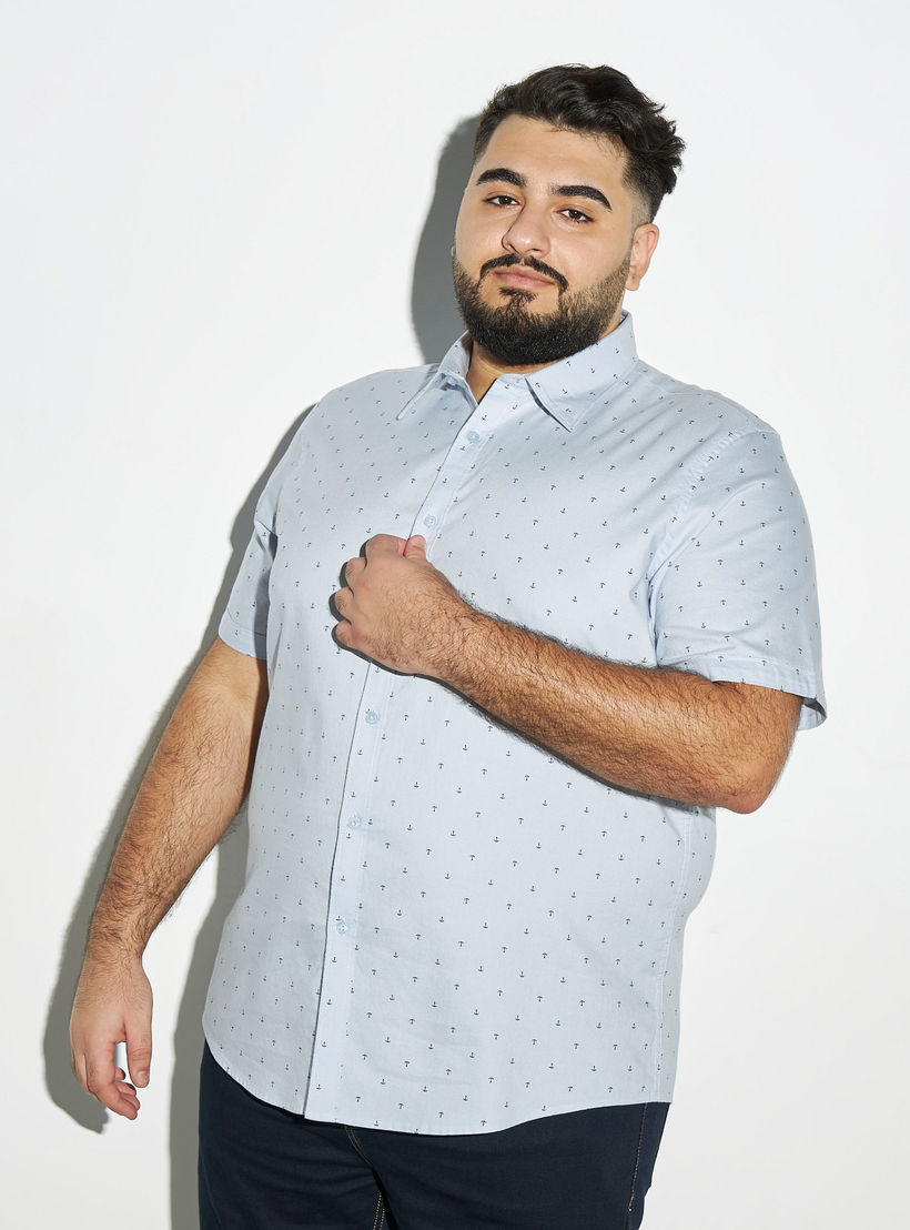 Plus Size All-Over Print Shirt with Short Sleeves-men-clothing-shirts-image-1