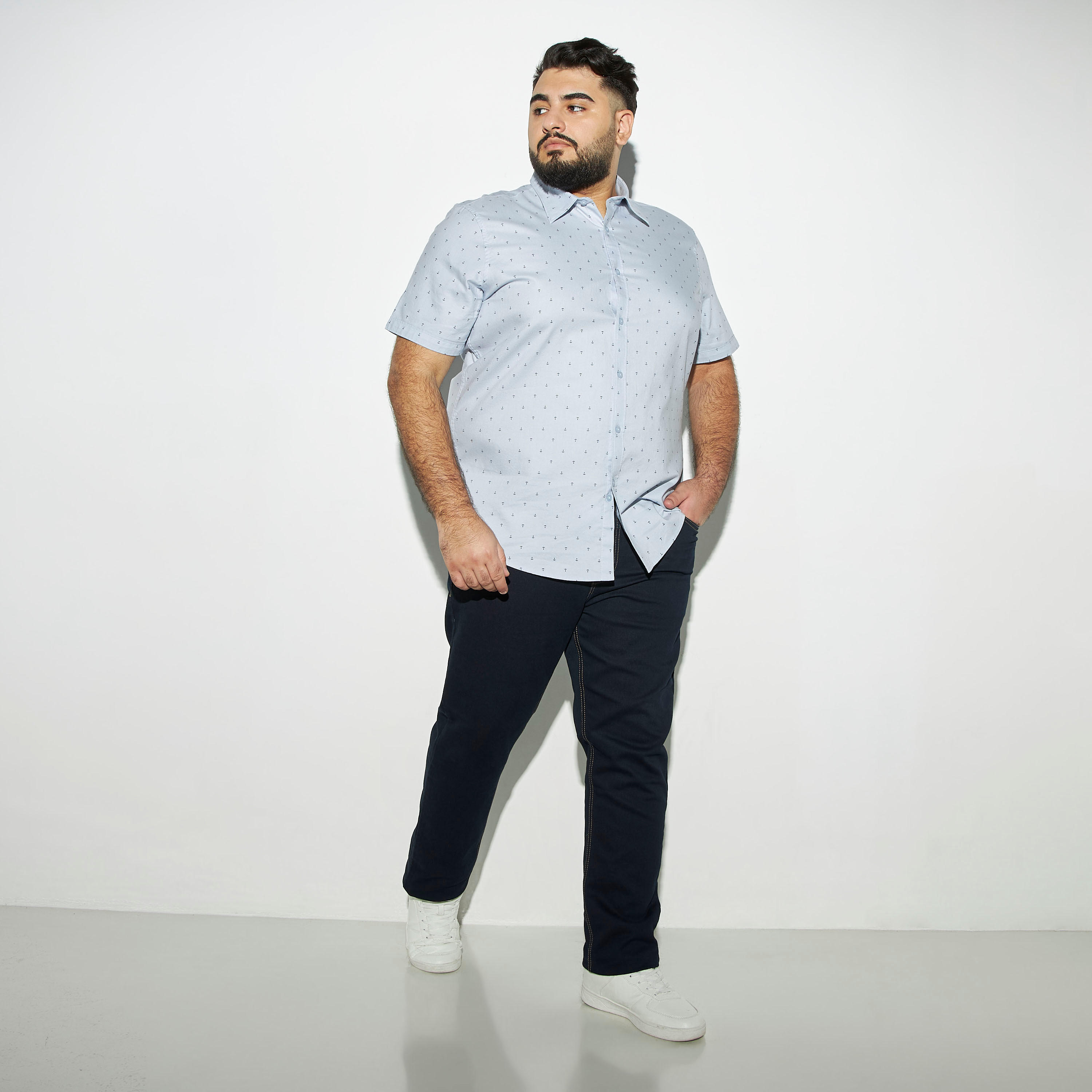 Plus Size All-Over Print Shirt with Short Sleeves-men-clothing-shirts-image-2