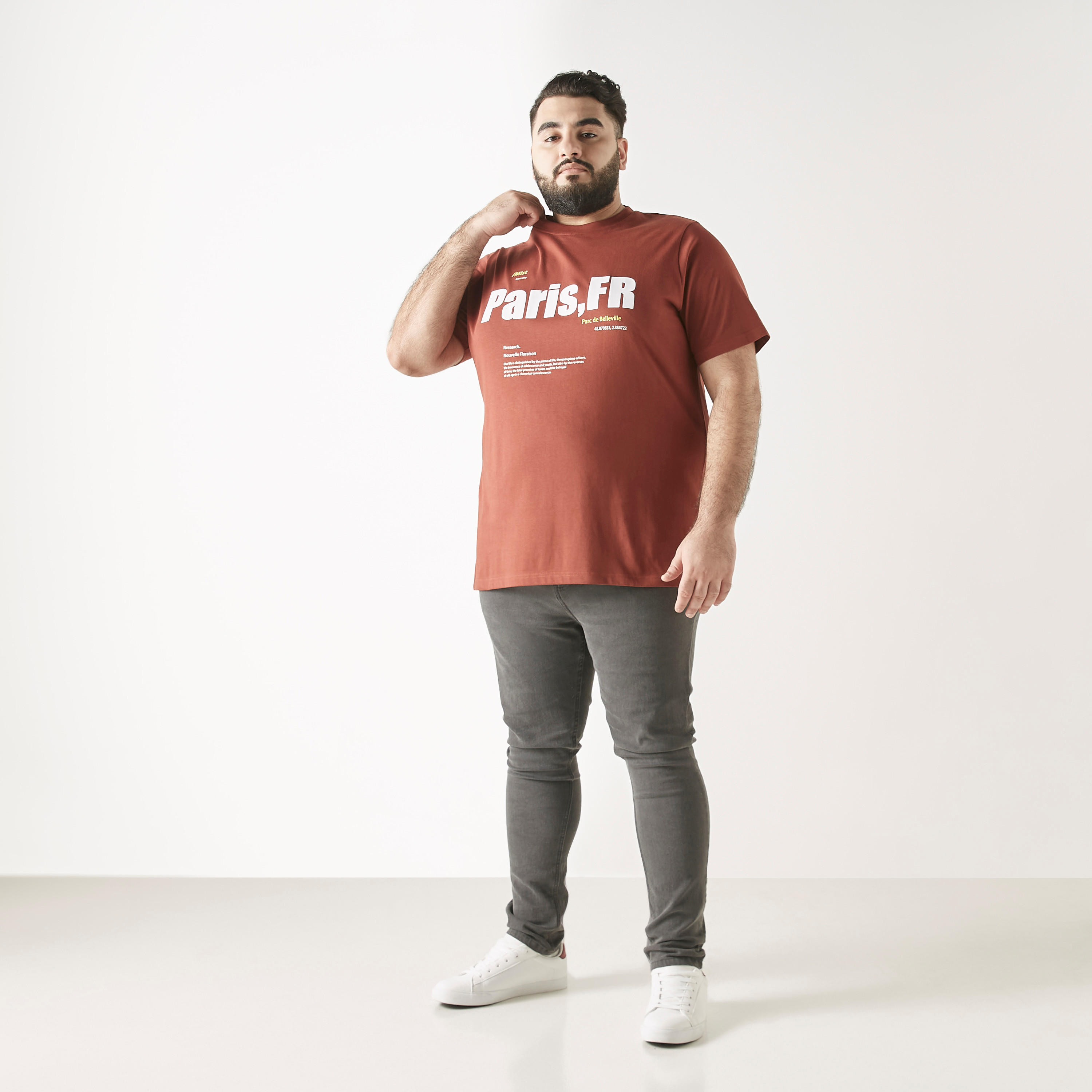 Plus Size Typography Print T-shirt with Crew Neck and Short Sleeves-men-clothing-tshirtsandpolos-tshirts-image-2
