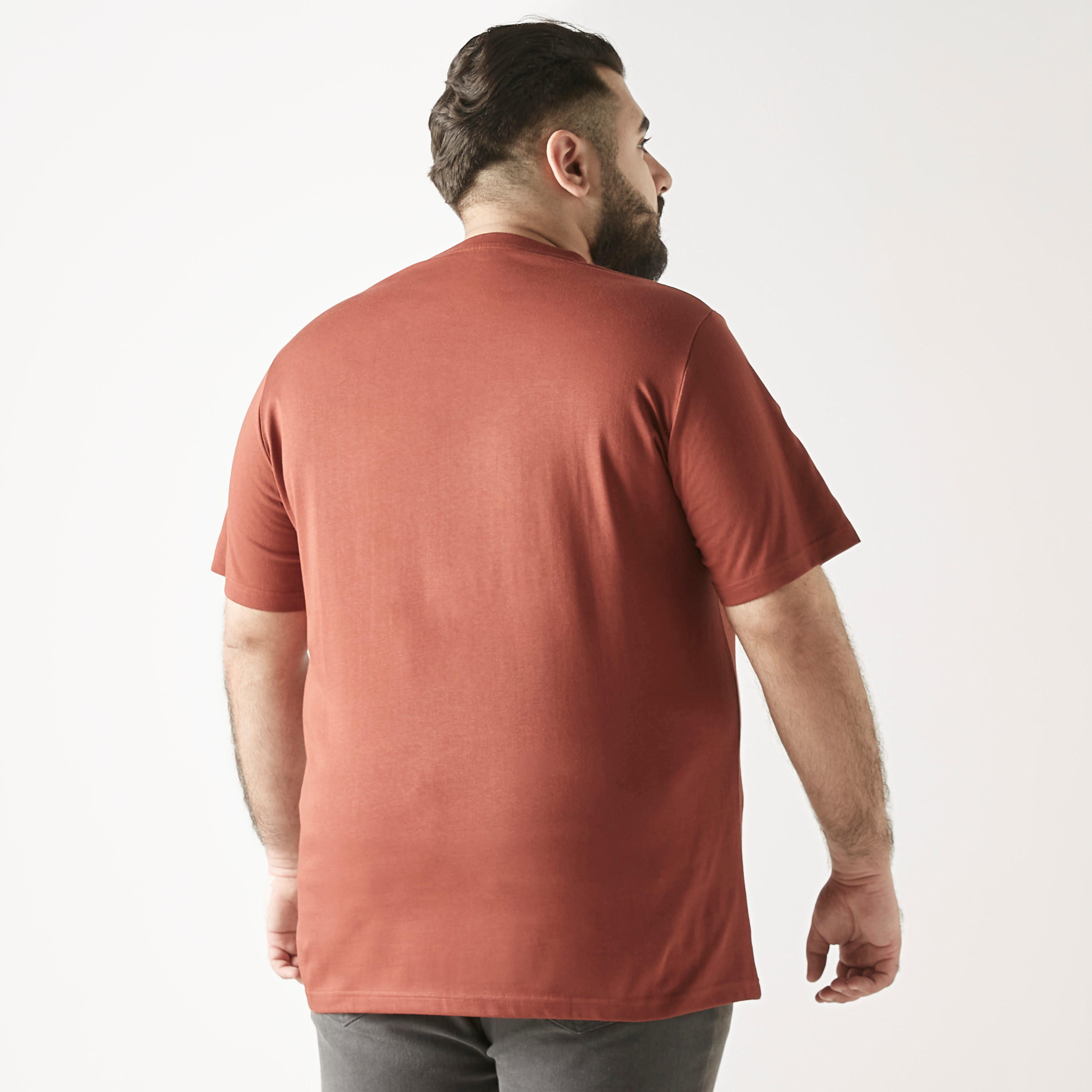 Plus Size Typography Print T-shirt with Crew Neck and Short Sleeves-men-clothing-tshirtsandpolos-tshirts-image-3