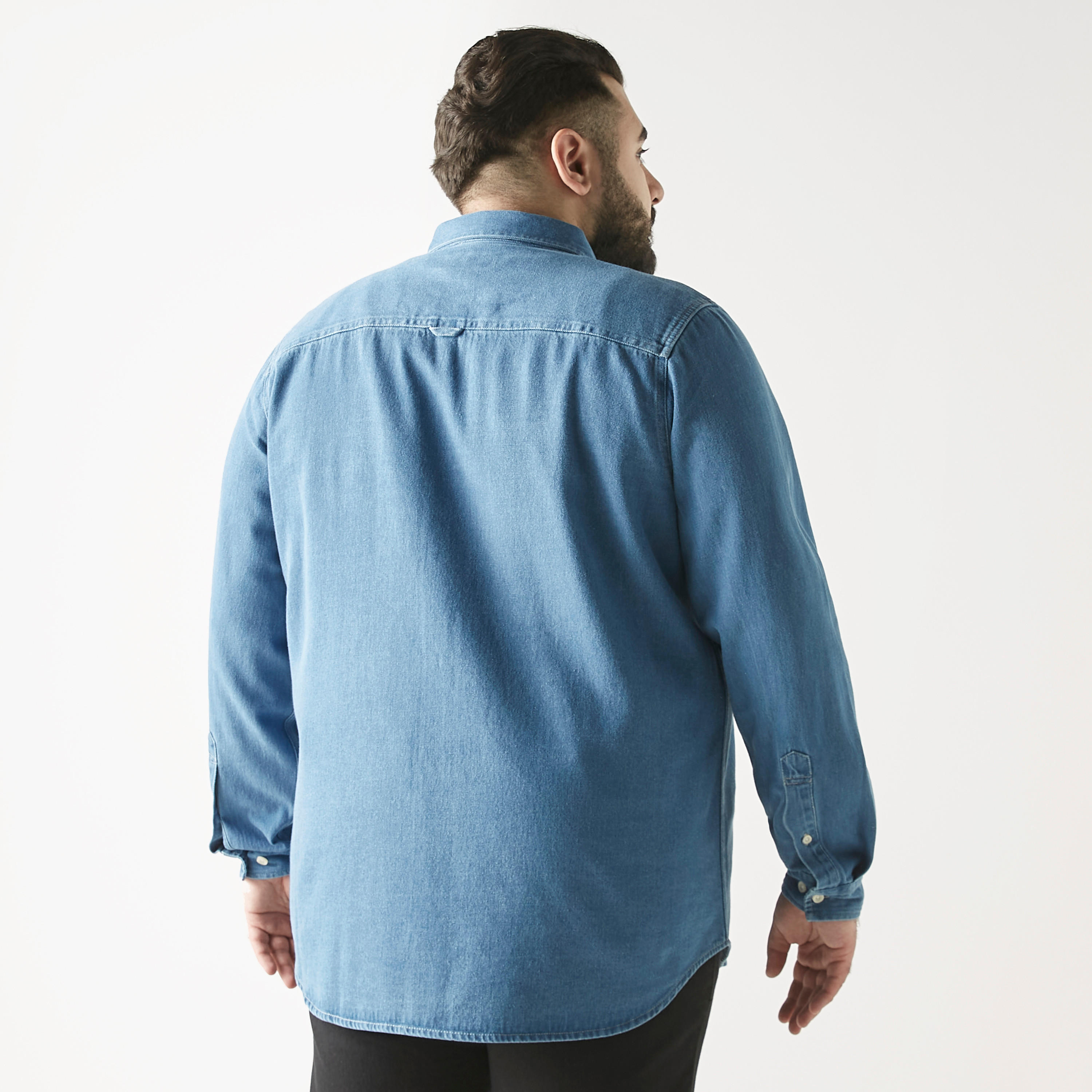 Plus Size Shirt with Pocket and Long Sleeves-men-clothing-shirts-image-3