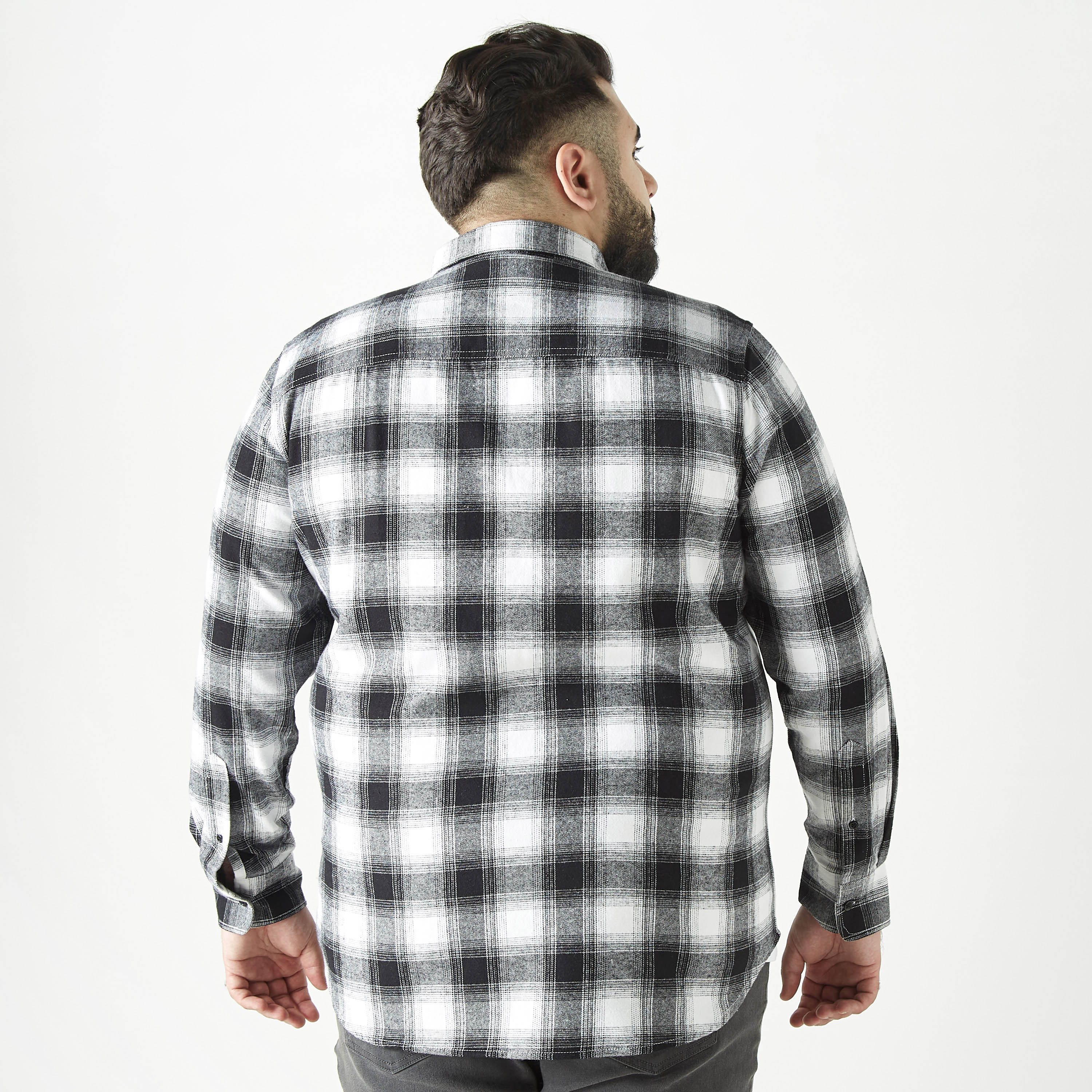 قميص كاجوال قطن كاروهات بمقاس كبير بأكمام طويلة-men-clothing-shirts-image-3