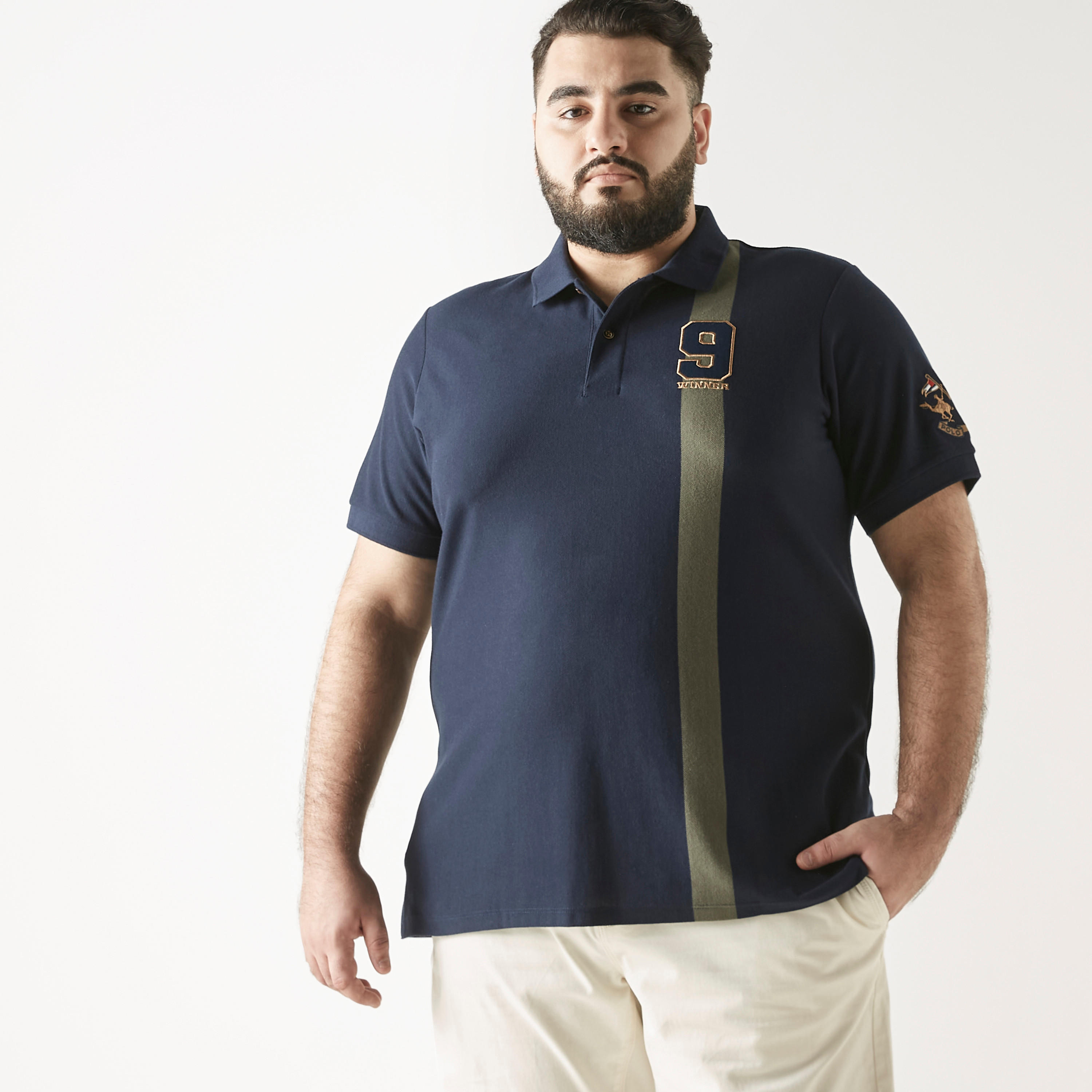 تيشيرت بولو مقاس كبير مطرّز بأكمام قصيرة-men-clothing-tshirtsandpolos-polos-image-4